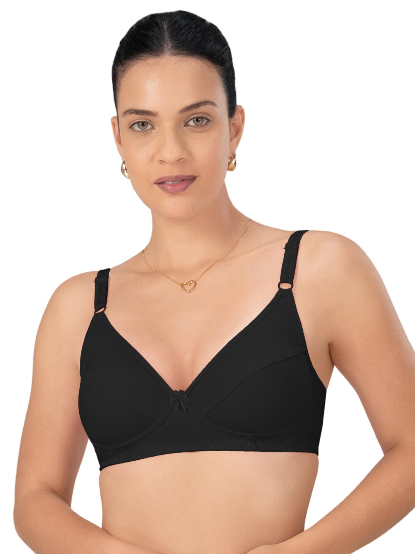 Lovable Women's Cotton Seamed V-Neck Non-Padded Wirefree with Adjustable Straps Full Coverage Casual Bridal/Saree Bra - L1797