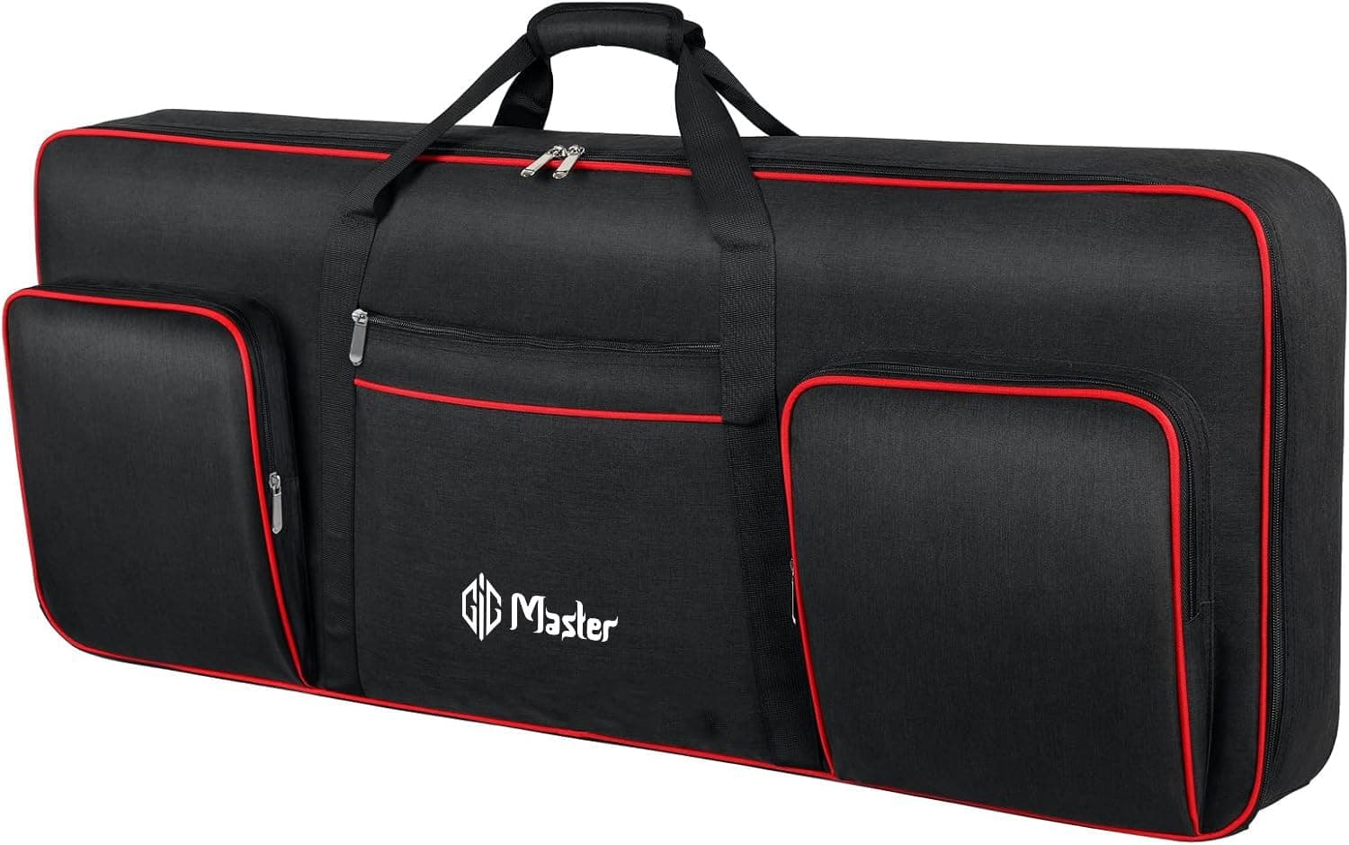 GIG Master Heavy Padded Keyboard Bag/Cover/Case for Casio CT-X700, CT-X870IN, CT-X8000IN, CT-X9000IN, 61 Keys Keyboard with Dust Cover & Double Pocket (Black & Red)