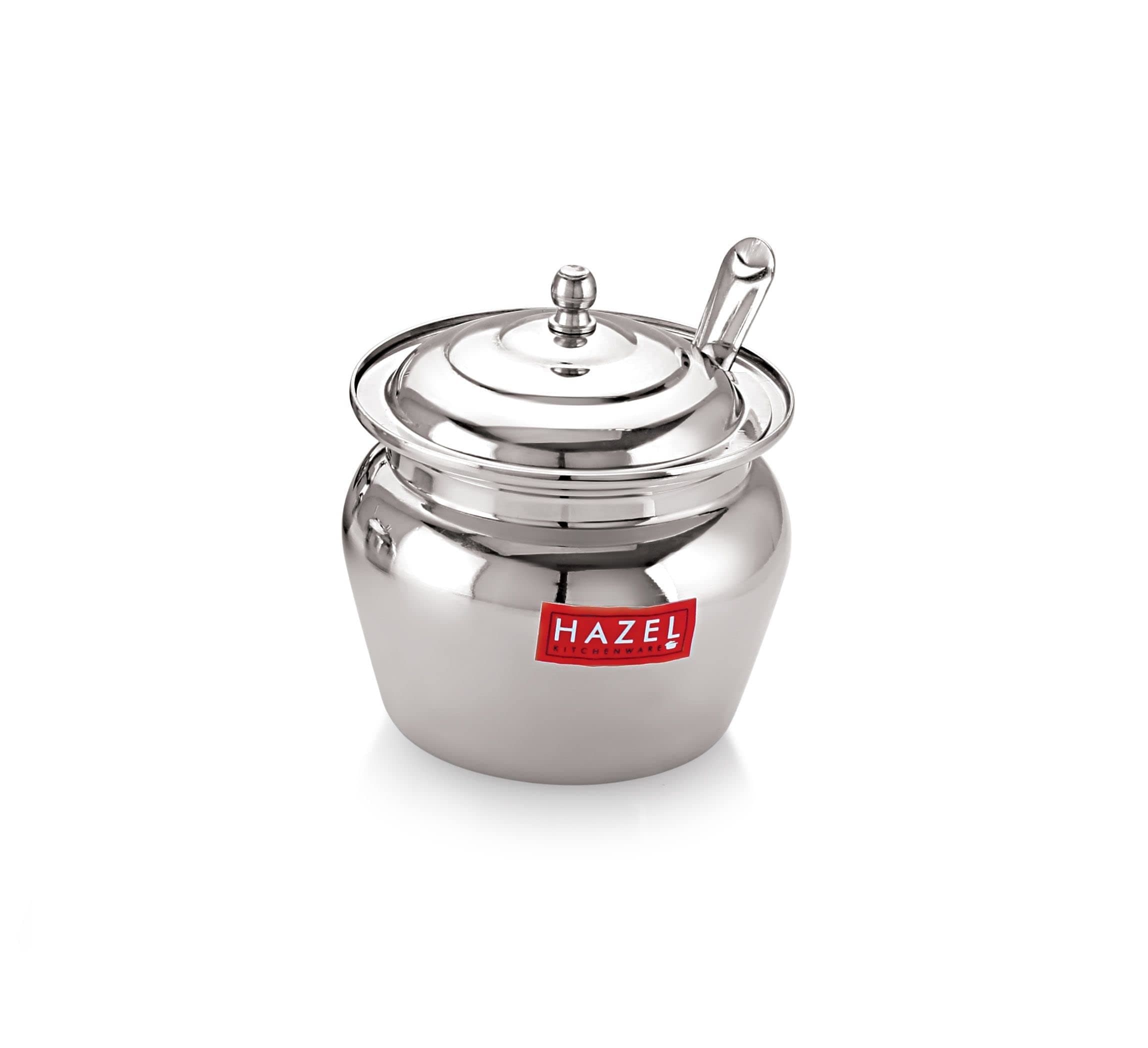 HAZEL Stainless Steel Oil And Ghee Container With Spoon For Kitchen | 300 Ml Multipurpose Oil Container, Silver