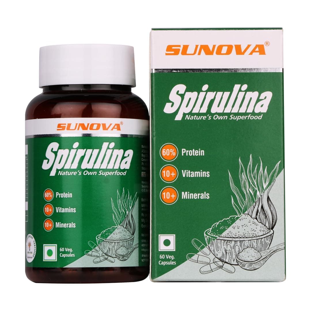 SUNOVA Organic Spirulina, Multicolour, 60 Count, Pack Of 2 - Capsule