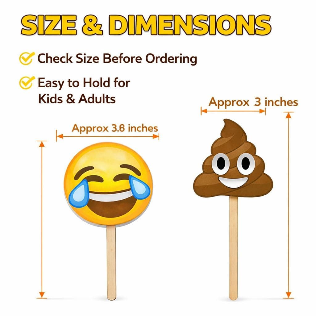Festiko Emoji Photo Booth Props 15 PCS Decorations, Anniversary Celebration Props, Funny Emoji Props for Photoshoot, Kids & Adults Party Accessories with Sticks