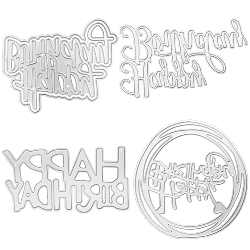 FineGood 4 Set Die Cuts: Happy Birthday, FineGood Card Making Die Stencils for Scrapbooking