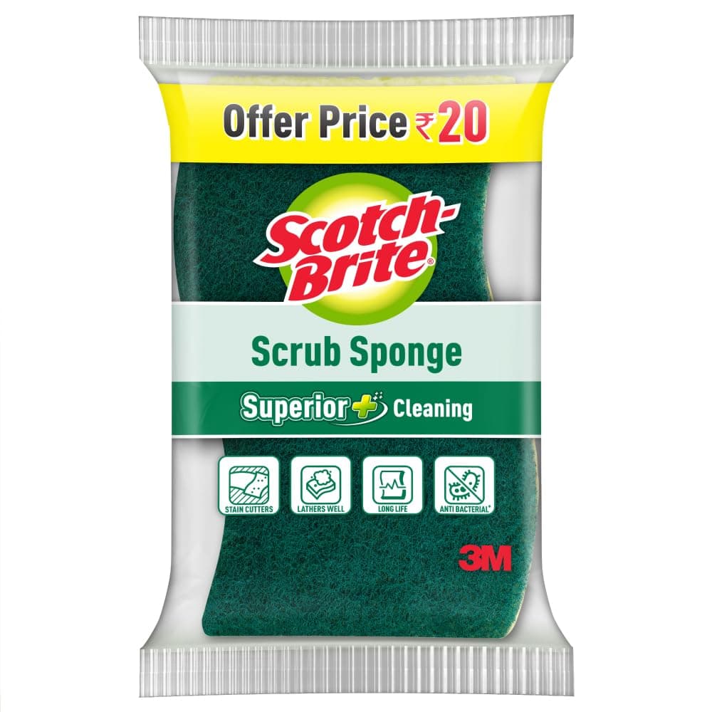 Scotch-Brite Scrub Sponge for Utensil Cleaning | Kitchen Scrubber with Sponge | Tough & Gentle Daily Cleaning
