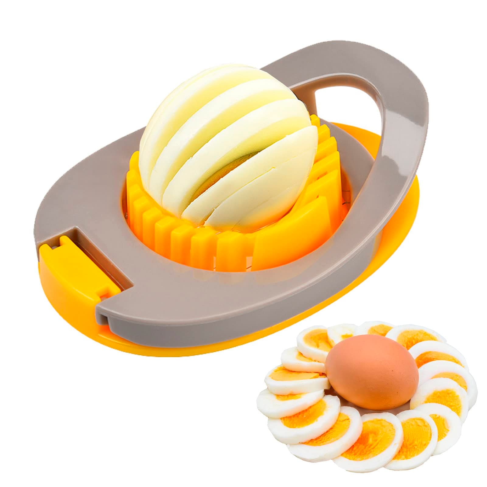 Egg Slicer for Hard Boiled Eggs, Egg Cutter Strawberry Slicer, Heavy Duty Stainless Steel Wire Egg Cutter for Hard Boiled Eggs/Soft Fruits/Butter/Mushroom by Meboltpan (Yellow)