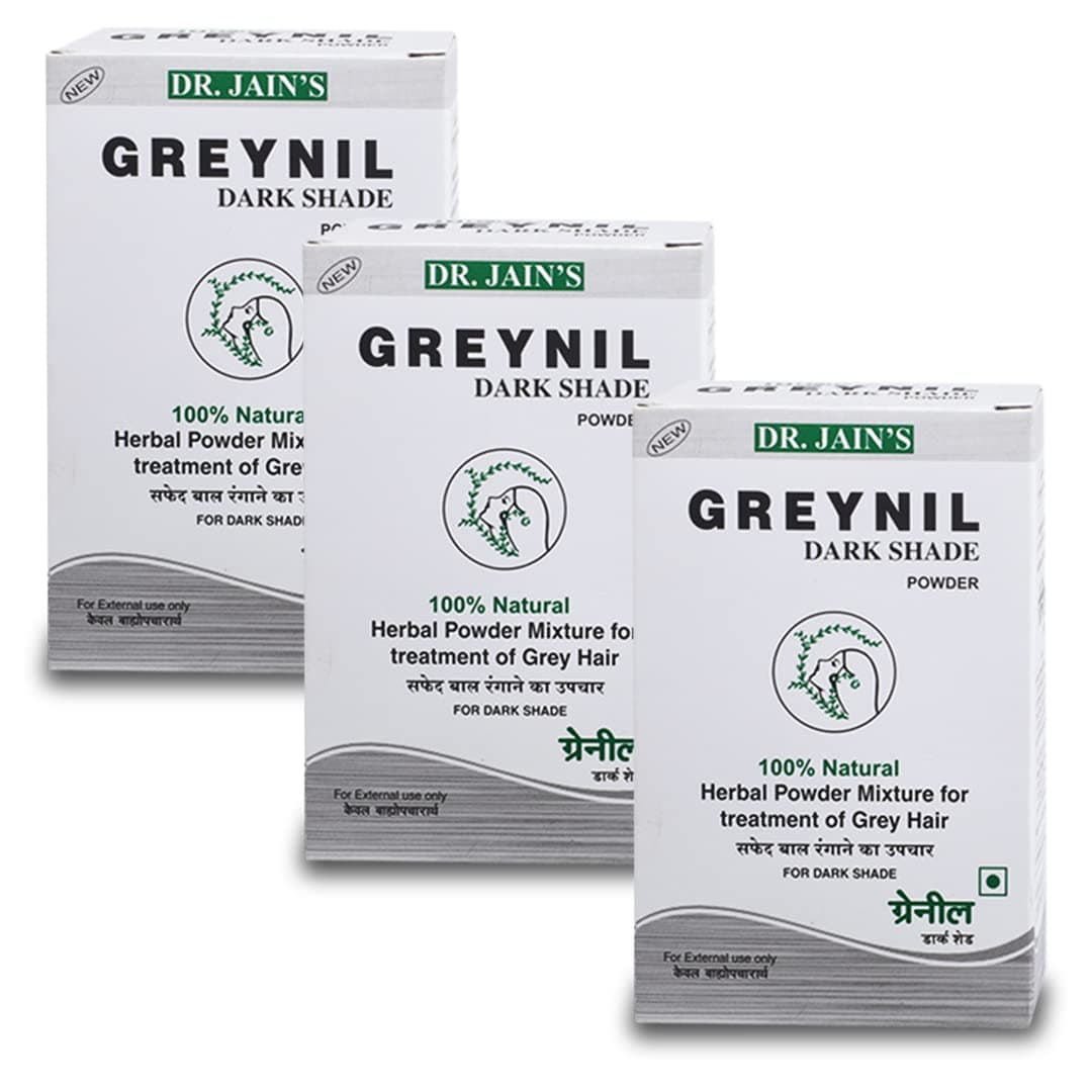 DR. JAIN'S Greynil Dark Shade Herbal Hair Colour Powder Pack of 3, 100g