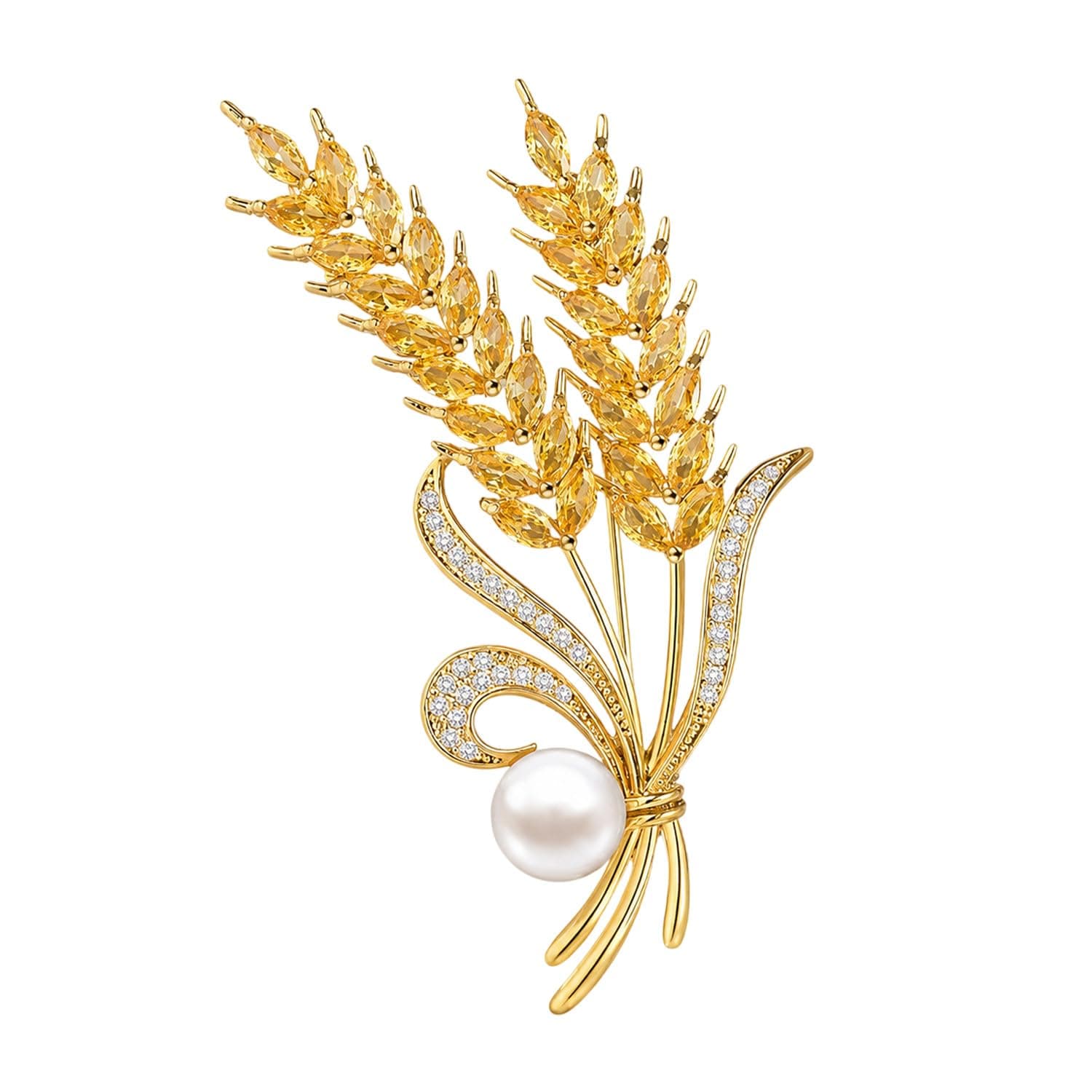 SYGA Brooch Pin Fashion Crystal Rhinestone Jewellery Pin Vintage Accessories Decoration Clothing Bouquet Brooches for Women Girl (Brooch-Wheat Ear)