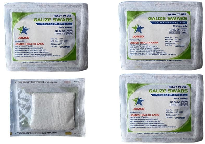 JOMED - Gauze swabs Sterile 7.5cm x 7.5cm x 8ply (4PCS) (4 x 4=16 pcs.)