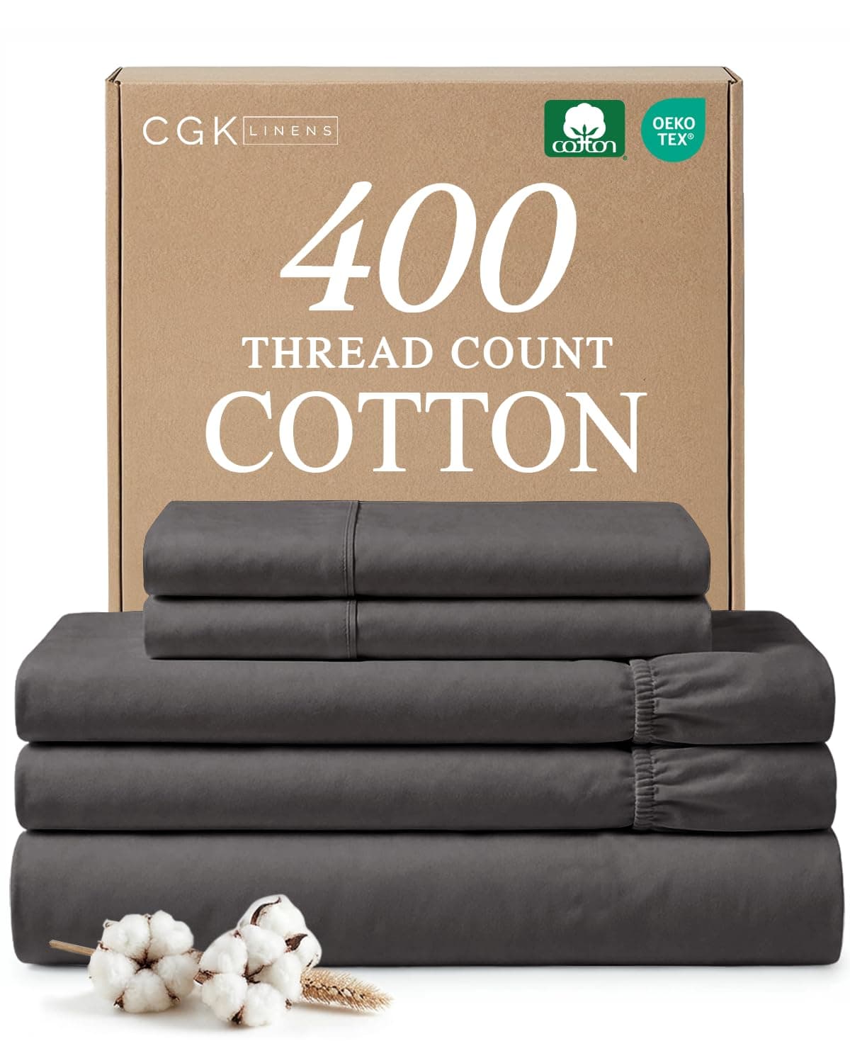 100% Cotton Sheets - Split King King Cotton Sheets - 400 Thread Count Split King Size Sheets - Long Staple Split King Cotton - 400 TC Split King Sheet Set - Cotton Split King Bed Sheets - Pure Cotton