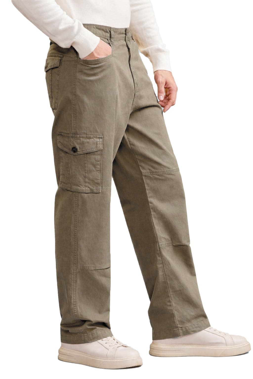 Vogaan Men’s Cotton Cargo Pants | Casual Trousers for Men | Comfortable Lower for Men | Breathable Pants with 6 Pockets
