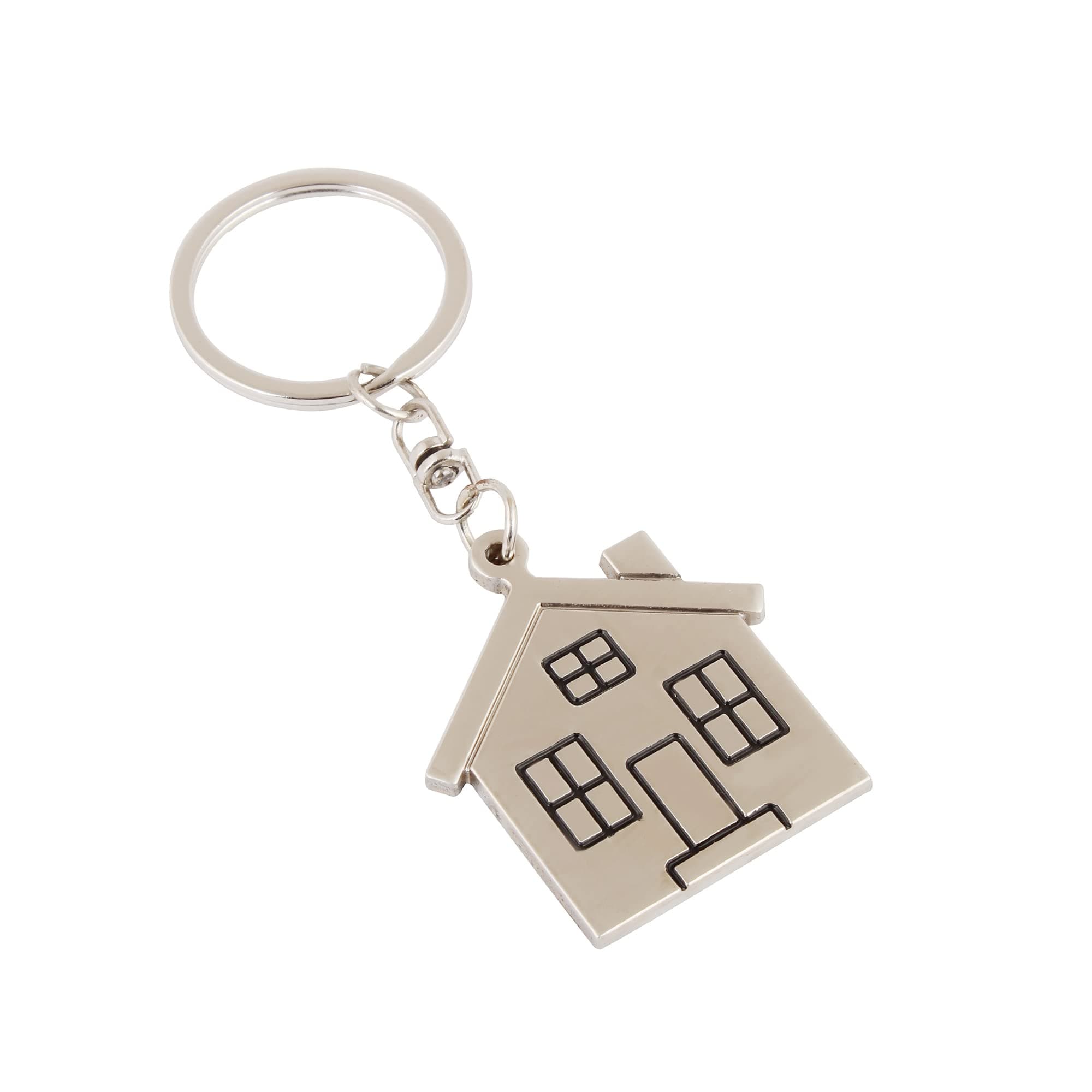 MorningVale Metal Home Or House Keychain |Key Ring Key Chains Stylish For Home | Keychains For Men | Metal Keychain | Key Rings For Home, Silver