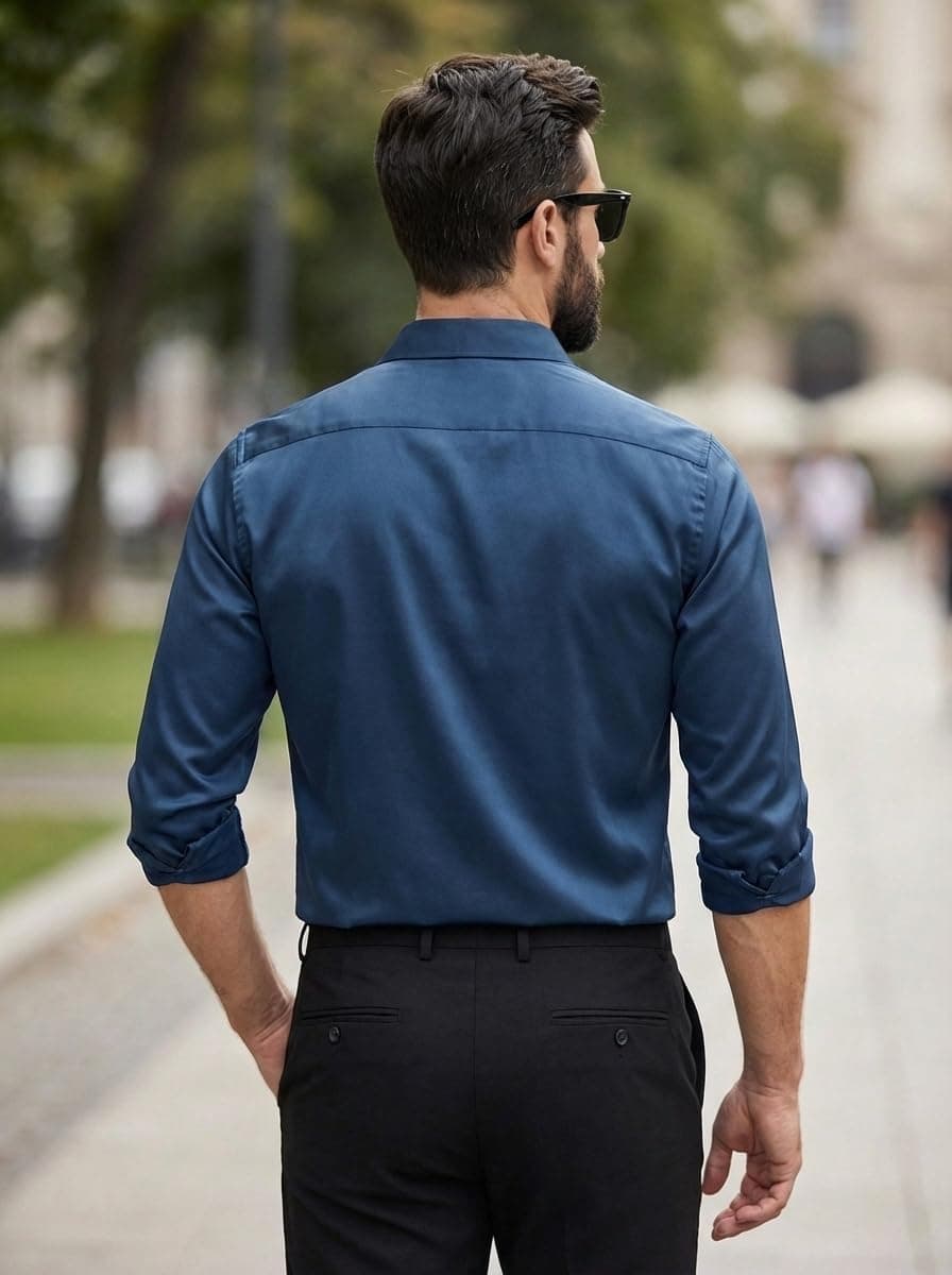 Afflatus Men’s Stylish Satin Shirt for Party, Formal and Casual Wear Full Sleeve Shirt for Men - Buck