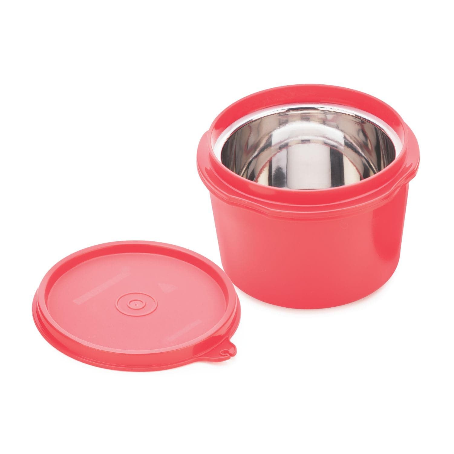 Signoraware Monarch Stainless Steel Storage Container | Airtight & Leakproof | Microwave Safe | Preserves Freshness & Aroma | Best for School, Office, Travelling & Outdoor Activities (500ml | Red)