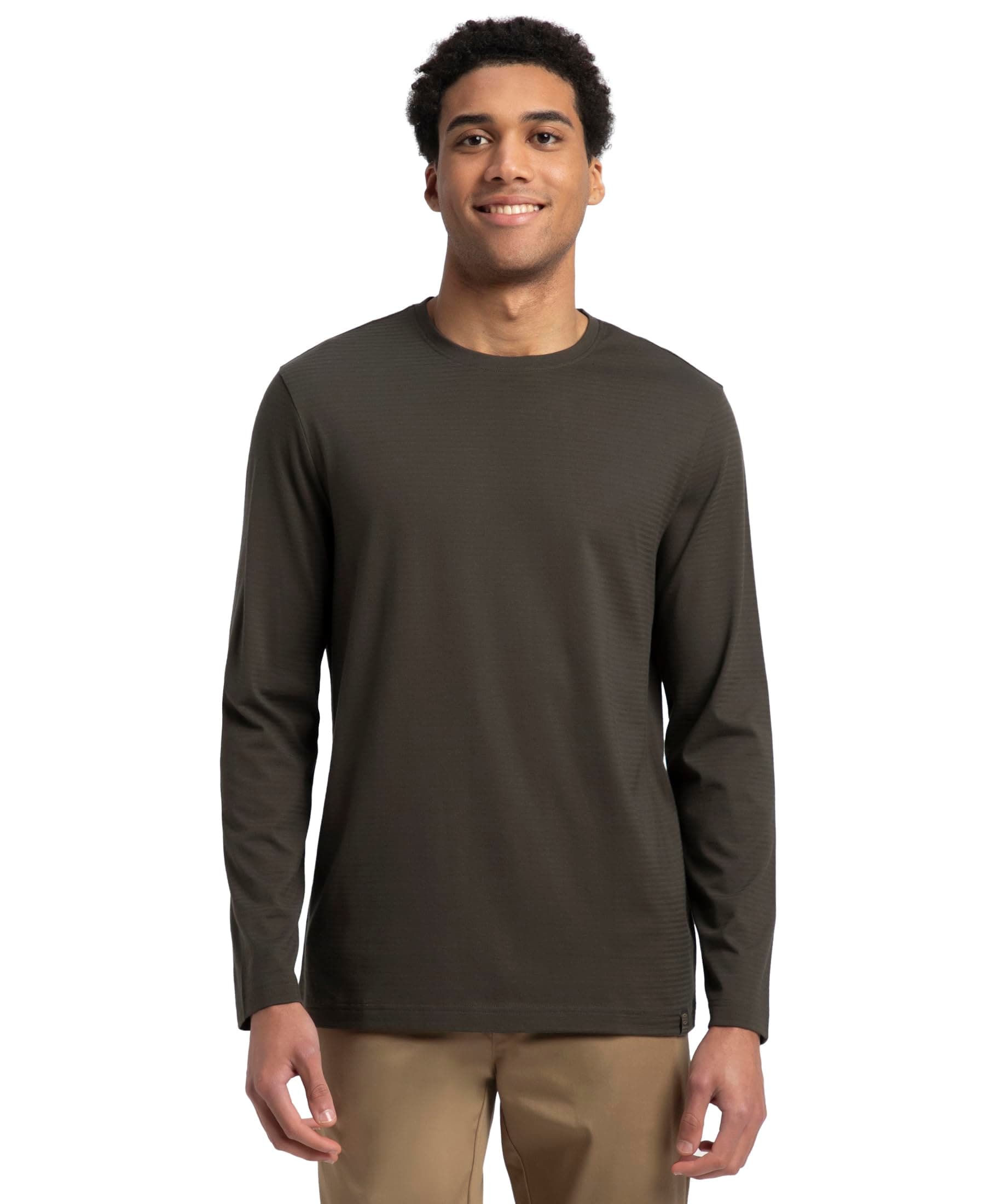 Jockey Men's Cotton Regular Fit Round Neck Premium & Soft Long Sleeved T-Shirt (IM22_Deep Olive M)