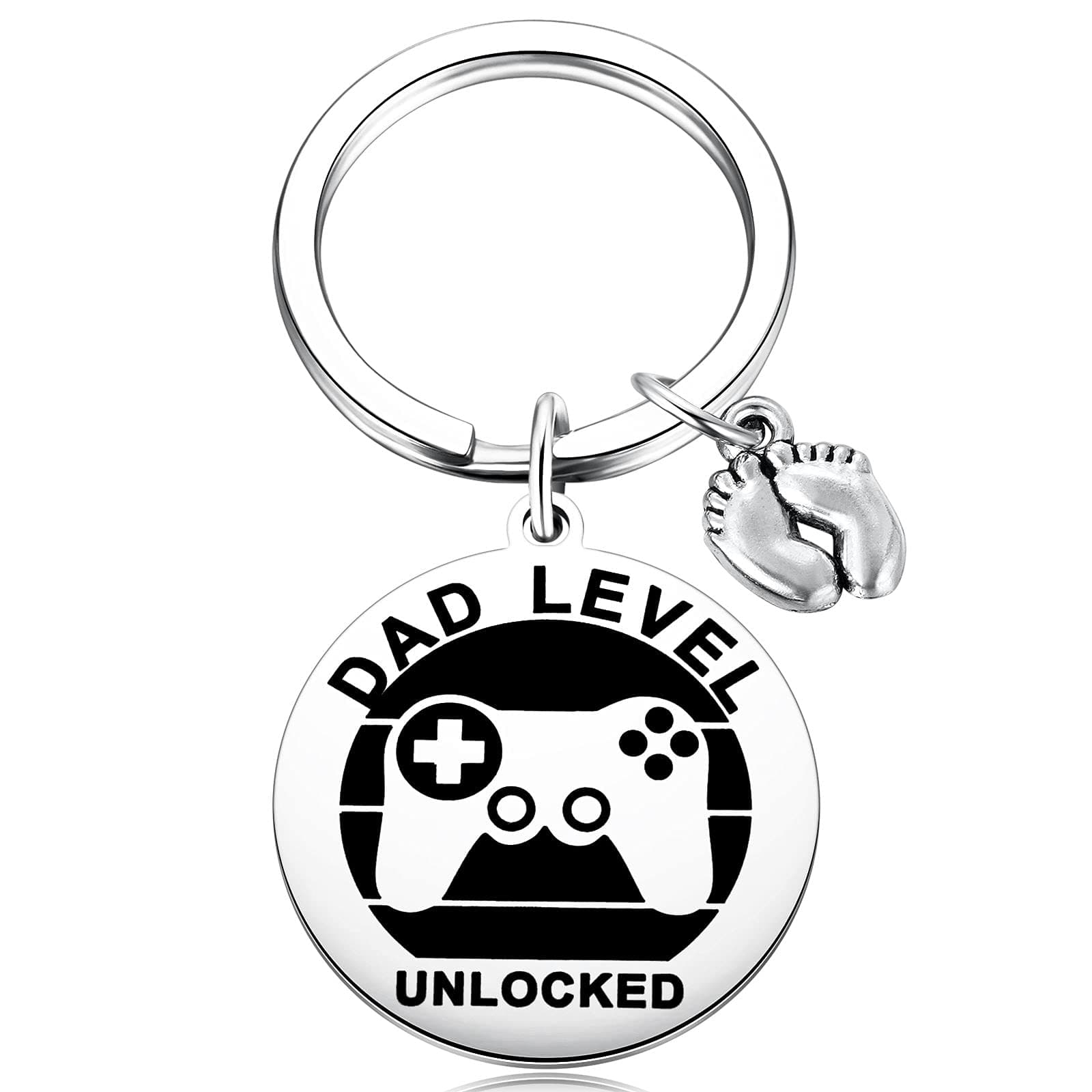 MIXJOY New Dad First Time Father's Day Keychain with Baby Footprint Charm, One Baby, Medium