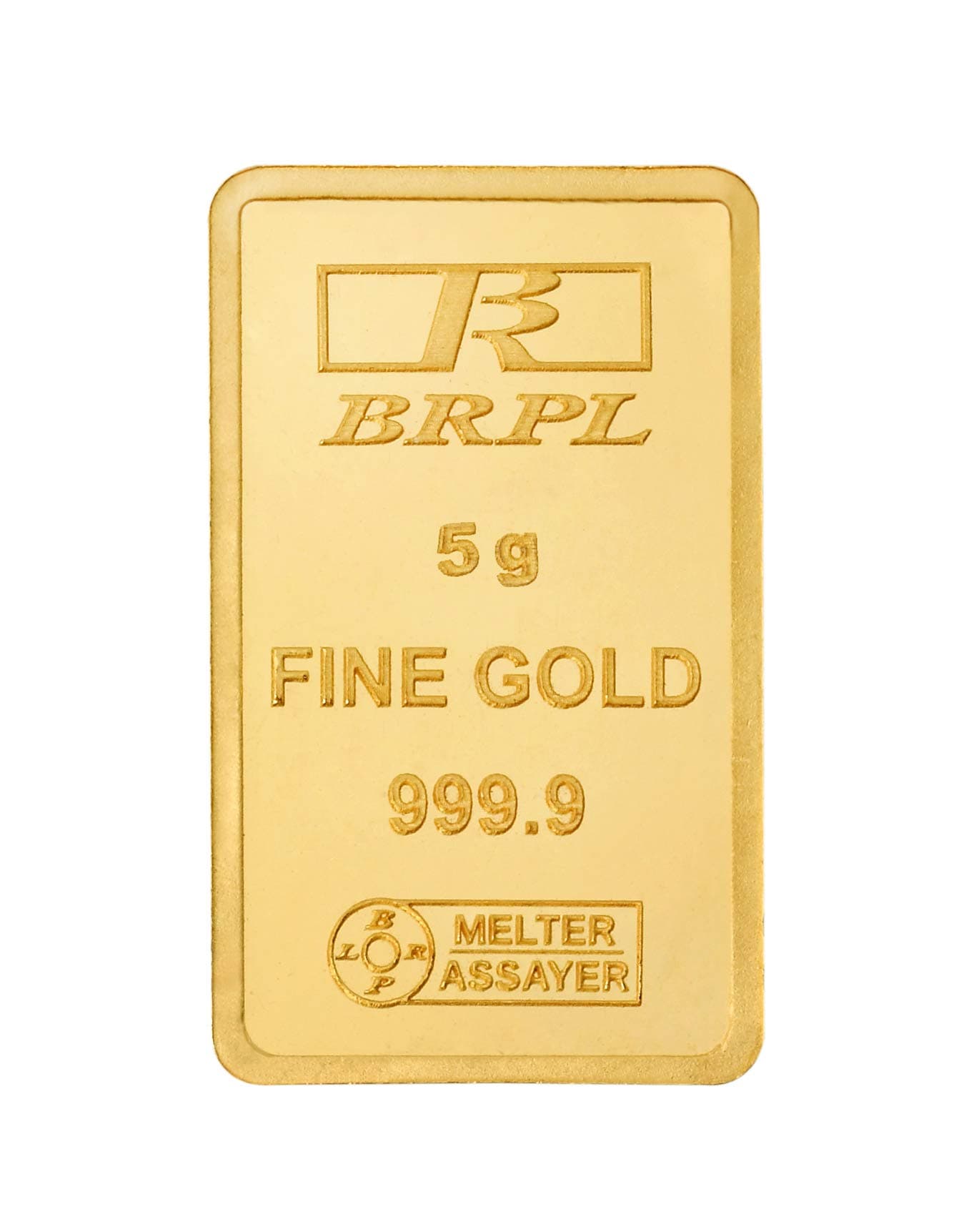Bangalore Refinery 24k (999.9) 5 gm Yellow Gold Bar/Gold Coin