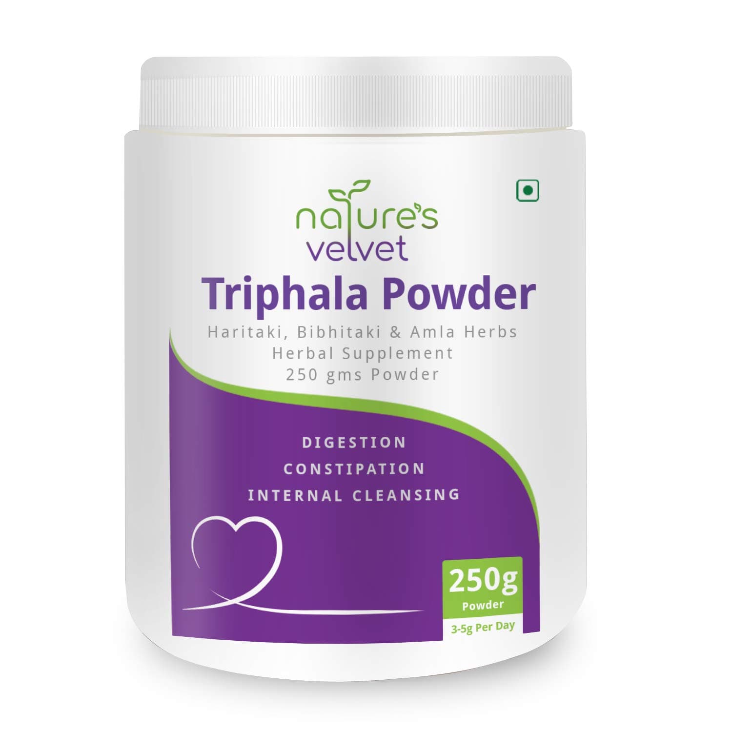 Natures Velvet Triphala Powder (Haritaki, Bibhitaki and Amla Herbs) 250g Pack of 1