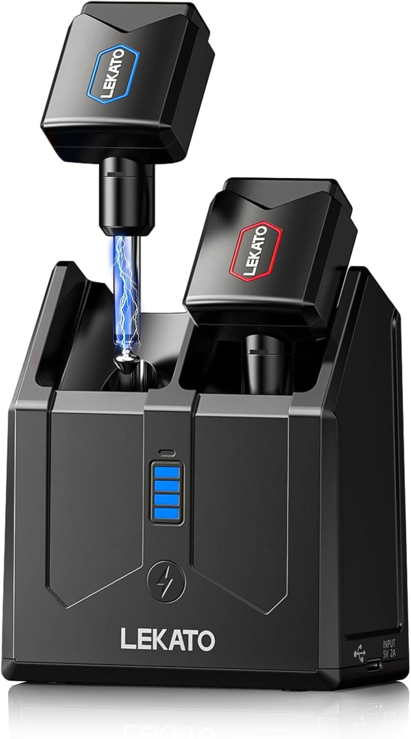 LEKATO Wireless Guitar System with Charging Box 5.8GHz Audio Wireless Transmitter Receiver Wireless Guitar Transmitter and Receiver Rechargeable Wireless Audio System for Electric Guitar Bass