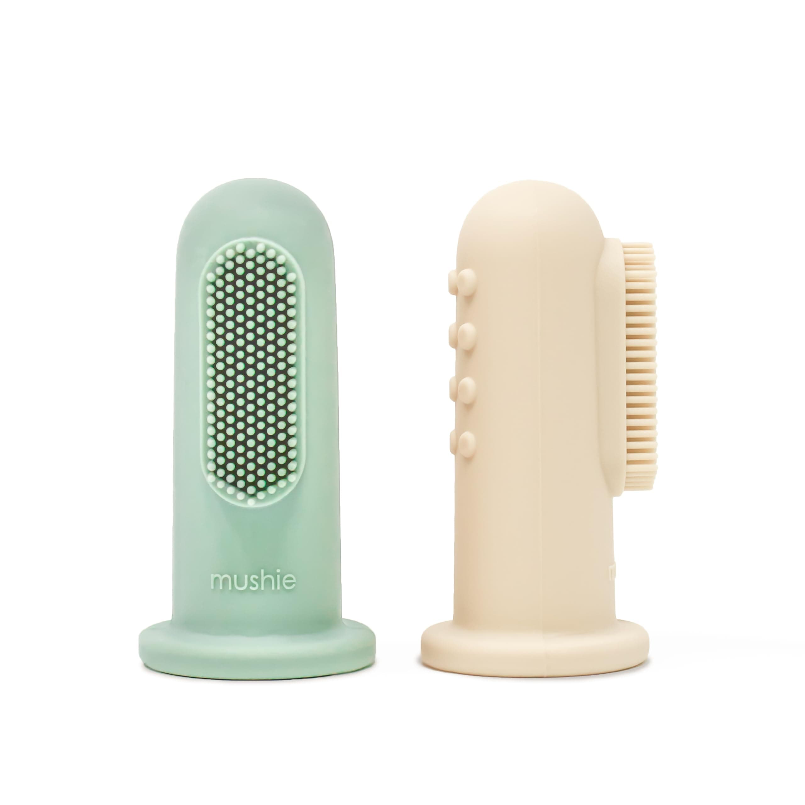 mushie Baby Finger Toothbrush (Cambridge Blue/Shifting Sand) 2-Pack