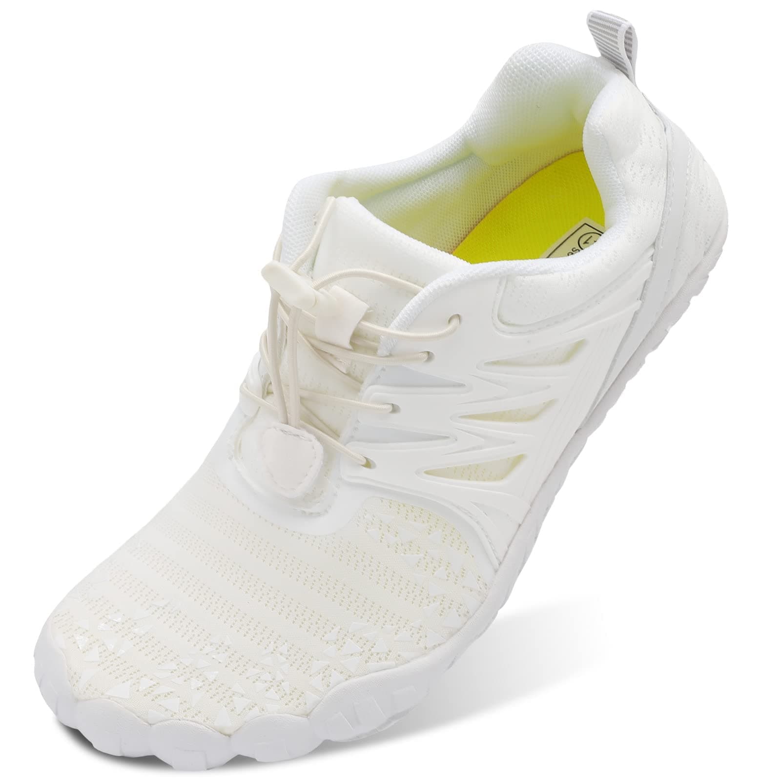 L-RUN Quick Drying Water Shoes for Swim Surf Beach White Women 6.5, Men 5 M US