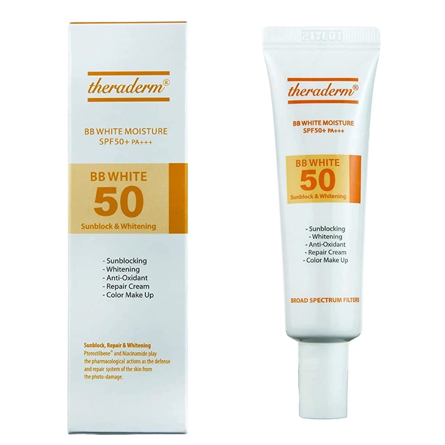 theraderm BB White Moisture SPF 50+ PA+++ For Sunblock & Whitening Sunscreen Cream For All Skin Type(20 g)