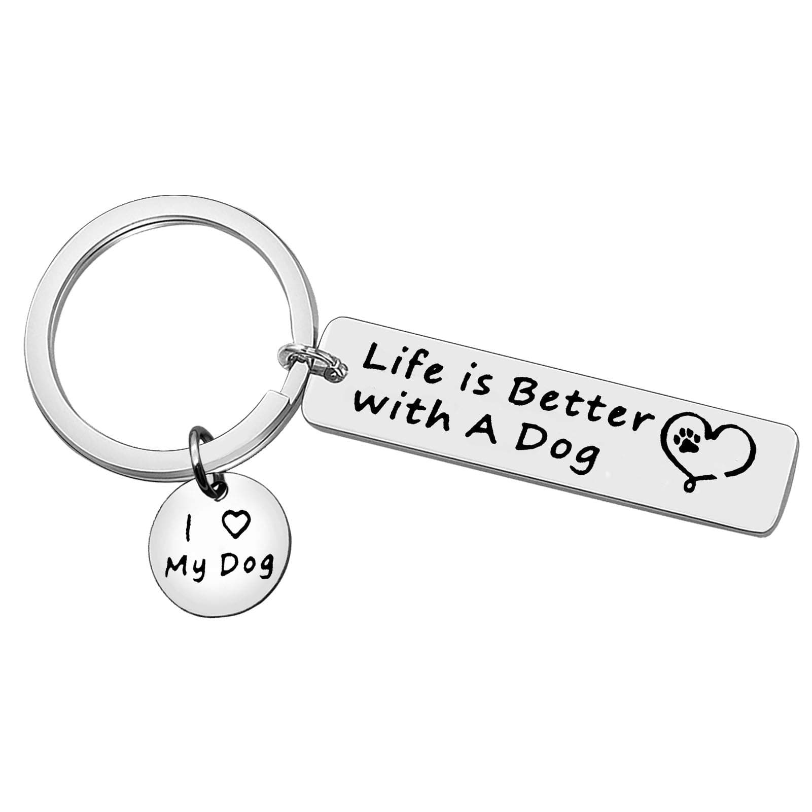 Dog Lover Gifts Keychain Dog Mom Keychain Life is Better with A dog - I love my dog Keyring Pet Lover Jewelry Gifts Dog Paw Print Charm Keychain Dog Owner Gifts Pet Owner Rescue Gift