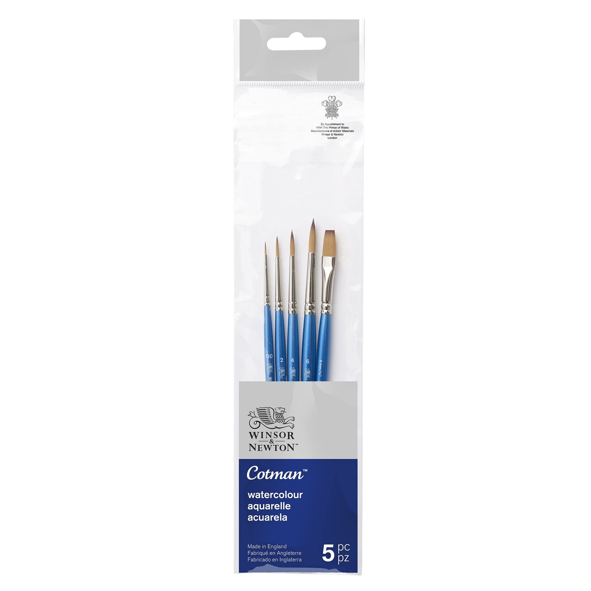 Winsor & Newton Cotman Watercolour Synthetic Hair Brush - Assorted Set- Short Handle - Pack of 5