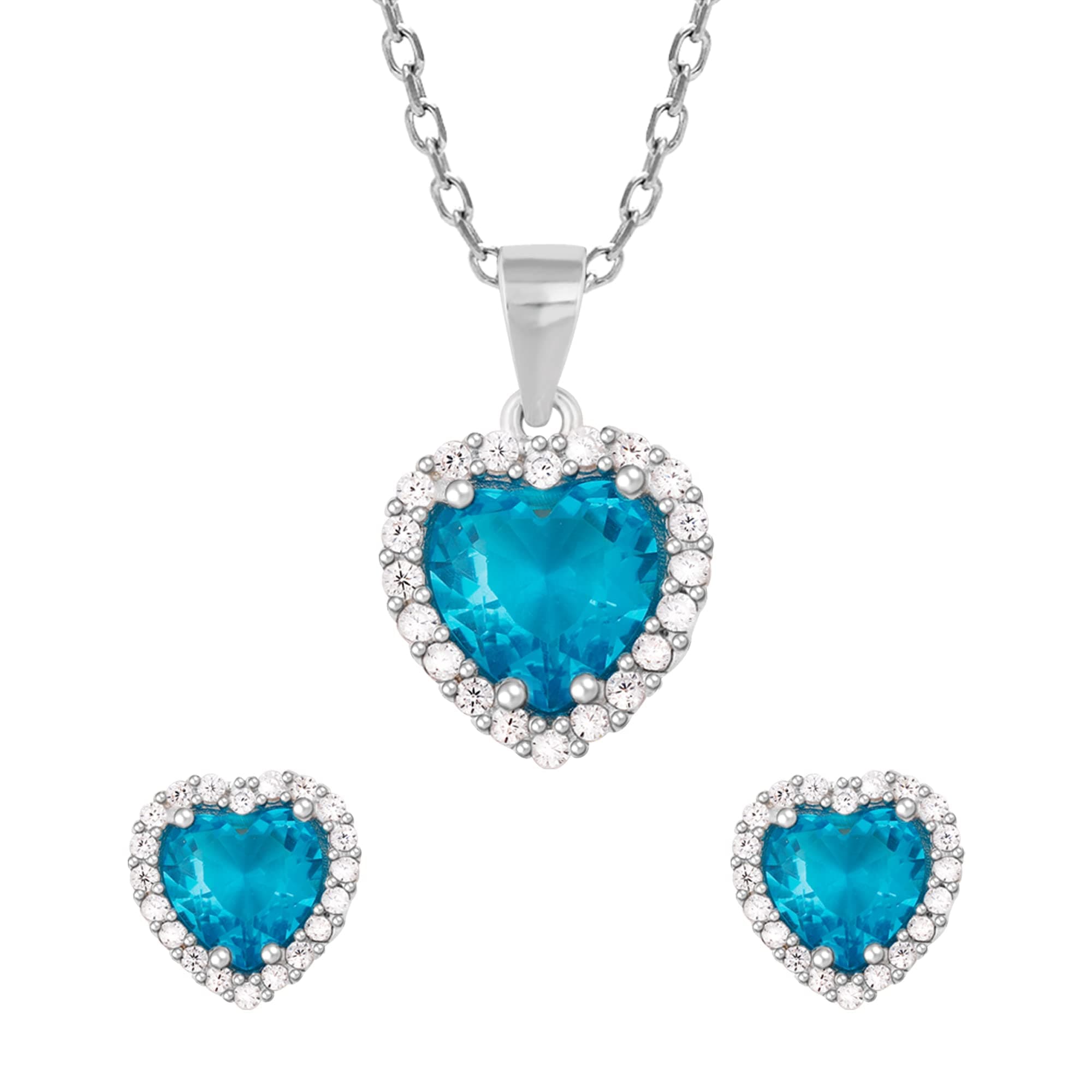 GIVA 925 Silver Titanic Heart Of The Ocean Set with Pendant with Earrings |Gifts for Girlfriend, Gift Sets for Women & Girls | With Certificate of Authenticity and 925 Stamp | 6 Month Warranty*