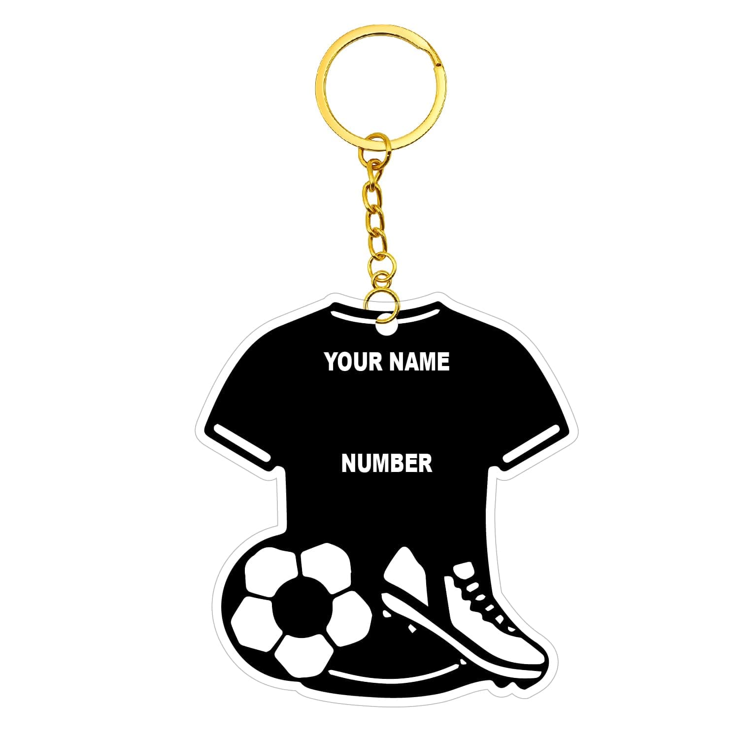 woopme Customized Football Jersey Keychain For Bike Car & Backpacks | Personalized Soccer Keychain with Name & Number | Transparent, Gift