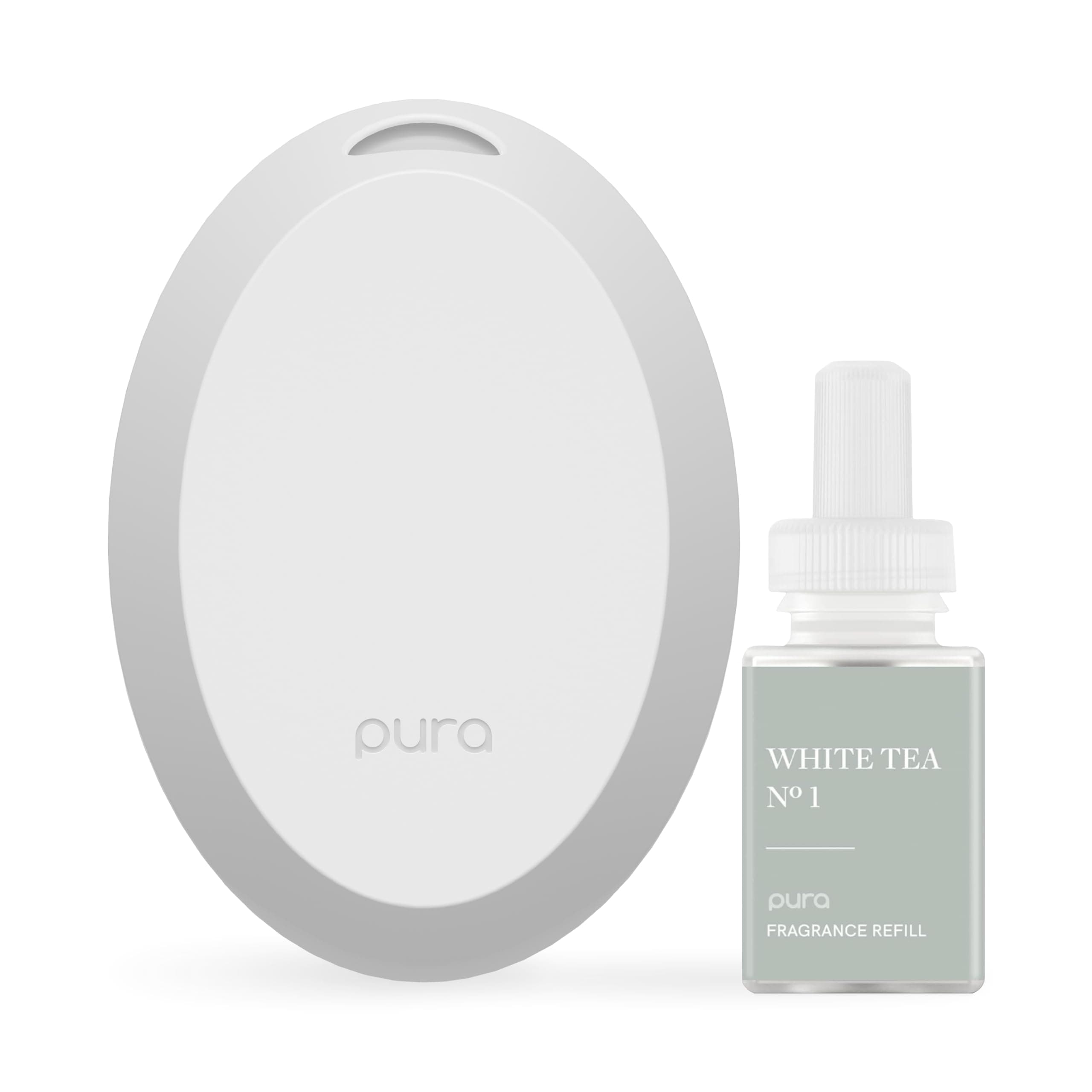 Pura Mini Smart Fragrance Diffuser for Small Spaces Adjustable Smart Home Device with LED Light and Automatic Ampoule Detection Includes 1 Aroma Refill: White Tea