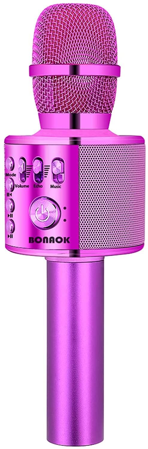 BONAOK Wireless Bluetooth Karaoke Microphone, 3-in-1 Portable Handheld Mic Speaker Machine for All Smartphones, Gift for Girls Boys Kids Adults All Age Q37(Purple)