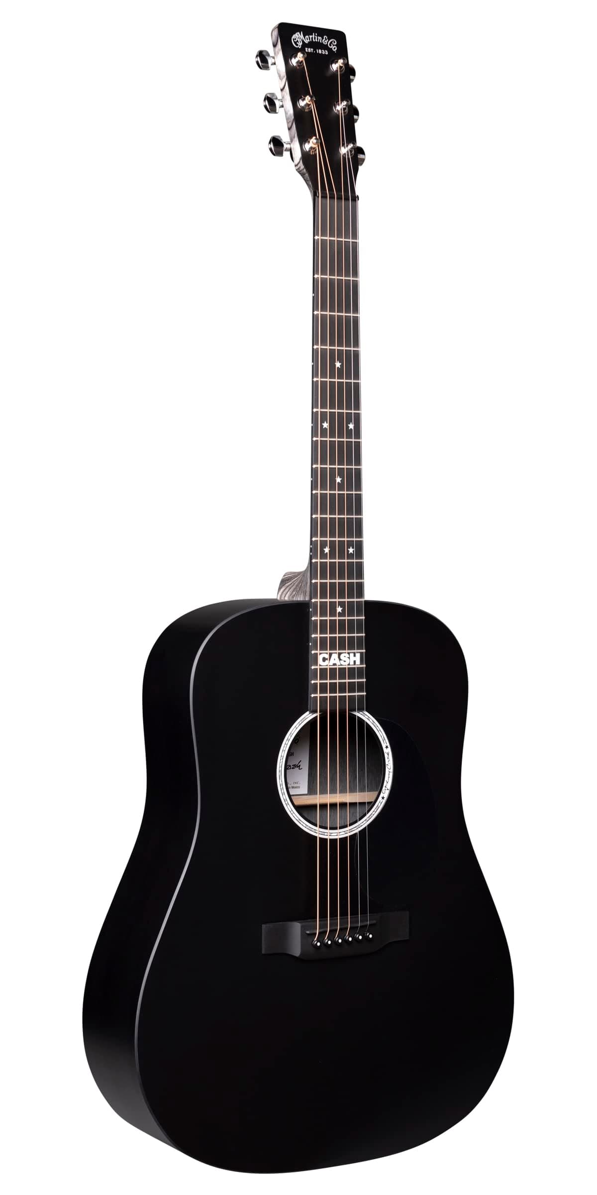 Martin Guitars DX Johnny Cash Signature Edition Acoustic-Electric Guitar with Gig Bag, HPL Construction, Modified D-14 Fret, Performing Artist Neck Jett Black
