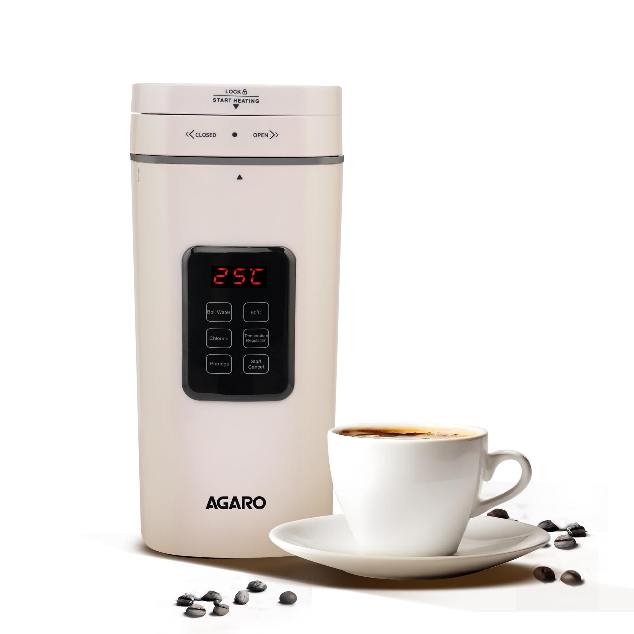AGARO Delite Portable Electric Kettle, 500 Ml, Fast Boiling, Adjustable Temperature, Keep Warm, Dechlorination, Porridge, Double Layered Body, Travel Electric Kettle, Hot Water, White