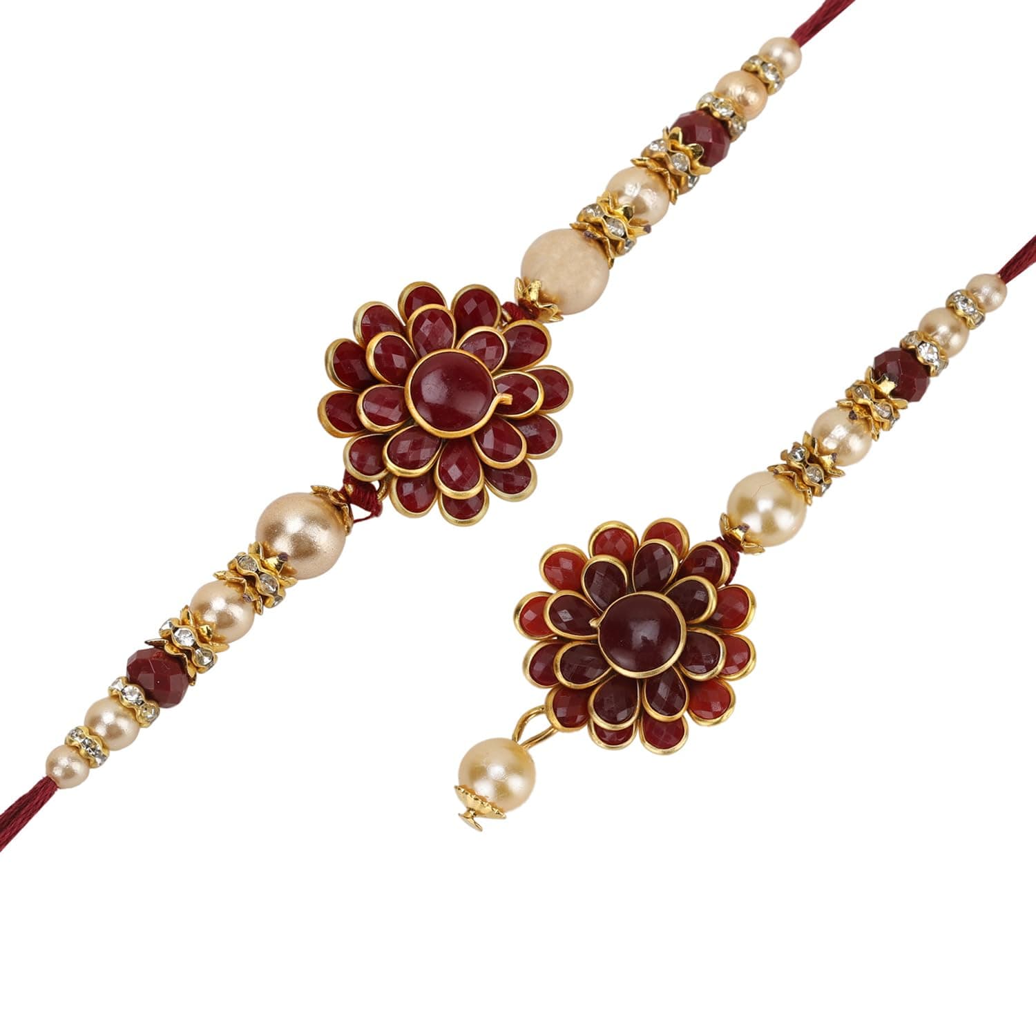Riddhika Ventures Elegant Traditional Gold Plated Bhaiya Bhabhi Rakhi Set with Roli Chawal and Greeting Card (B2B2)