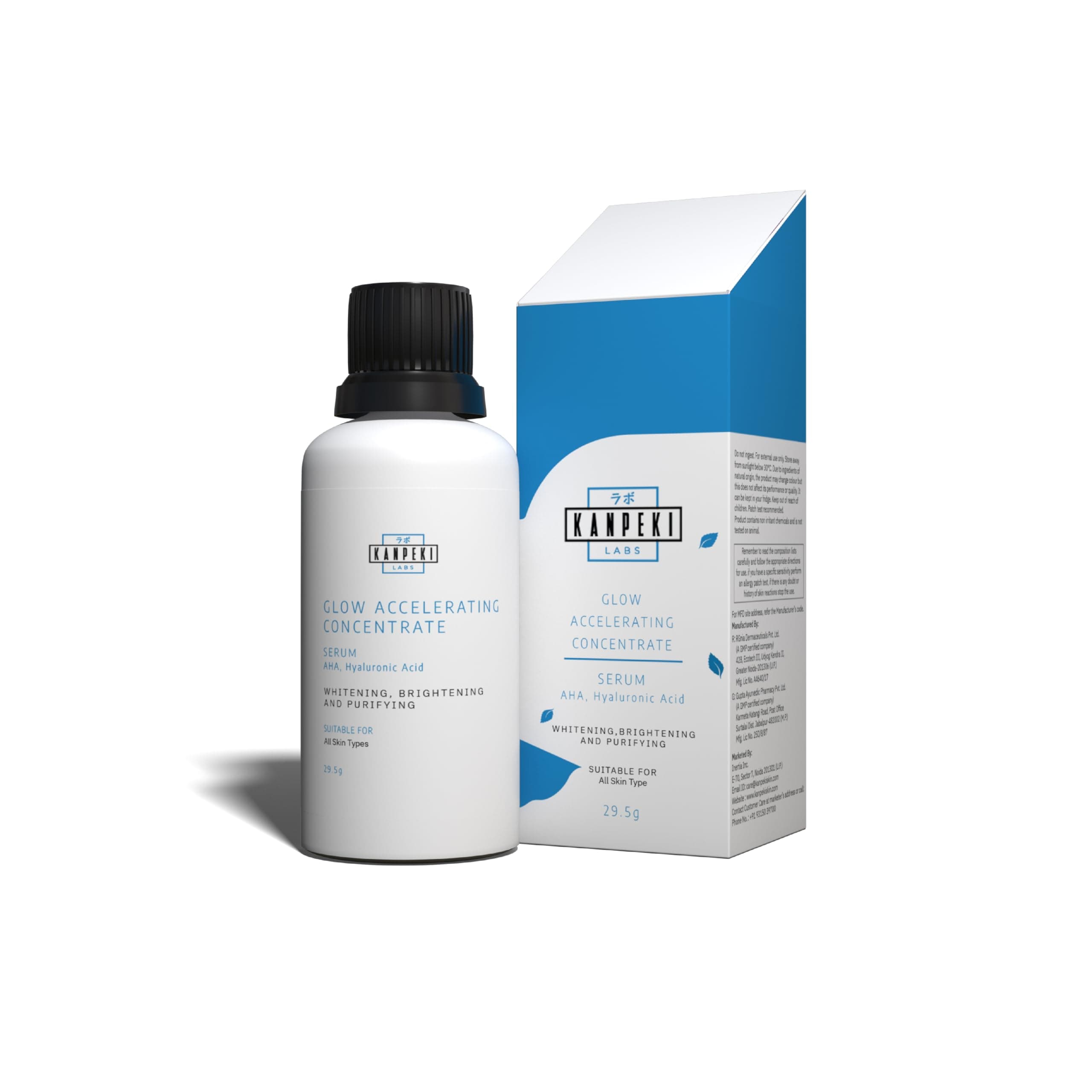 Kanpeki Labs Glow Accelerating Concentrate Face Serum | Niacinamide, Peptides & Resurrection Plant Extract | Brightening, Anti-Aging & Blemish Control | For All Skin Types | 30ml