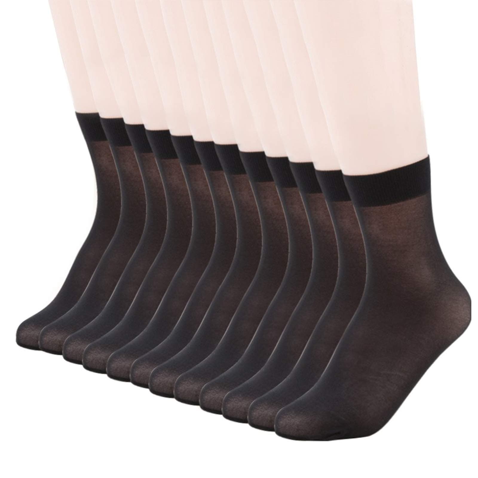 MANZI 12 Pairs Women's Ankle High Sheer Socks, Black, One Size