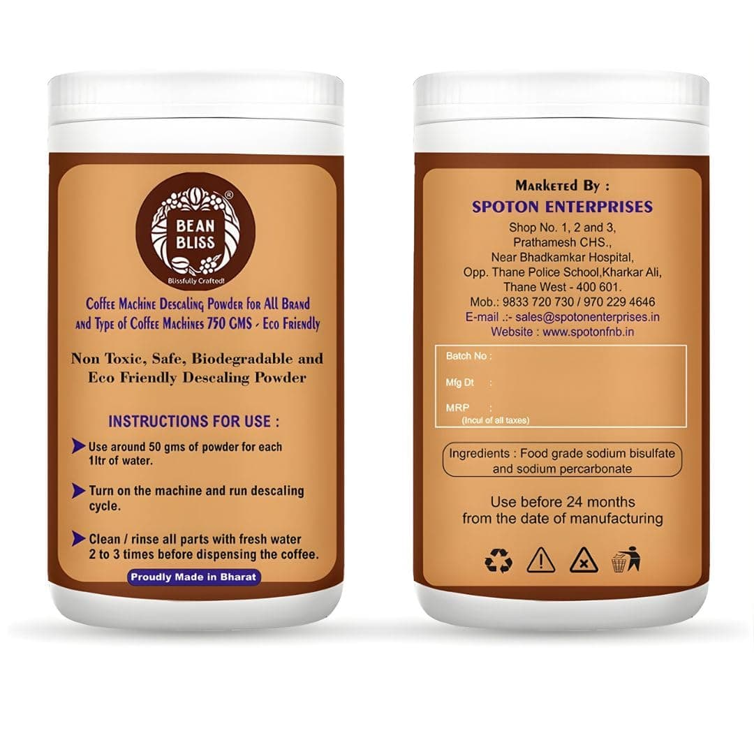 Bean Bliss® Coffee Machine Cleaning Powder – 750g | Biodegradable, Eco-Friendly Descaler & Cleaner for Semi-Automatics Fast & Effective Clean