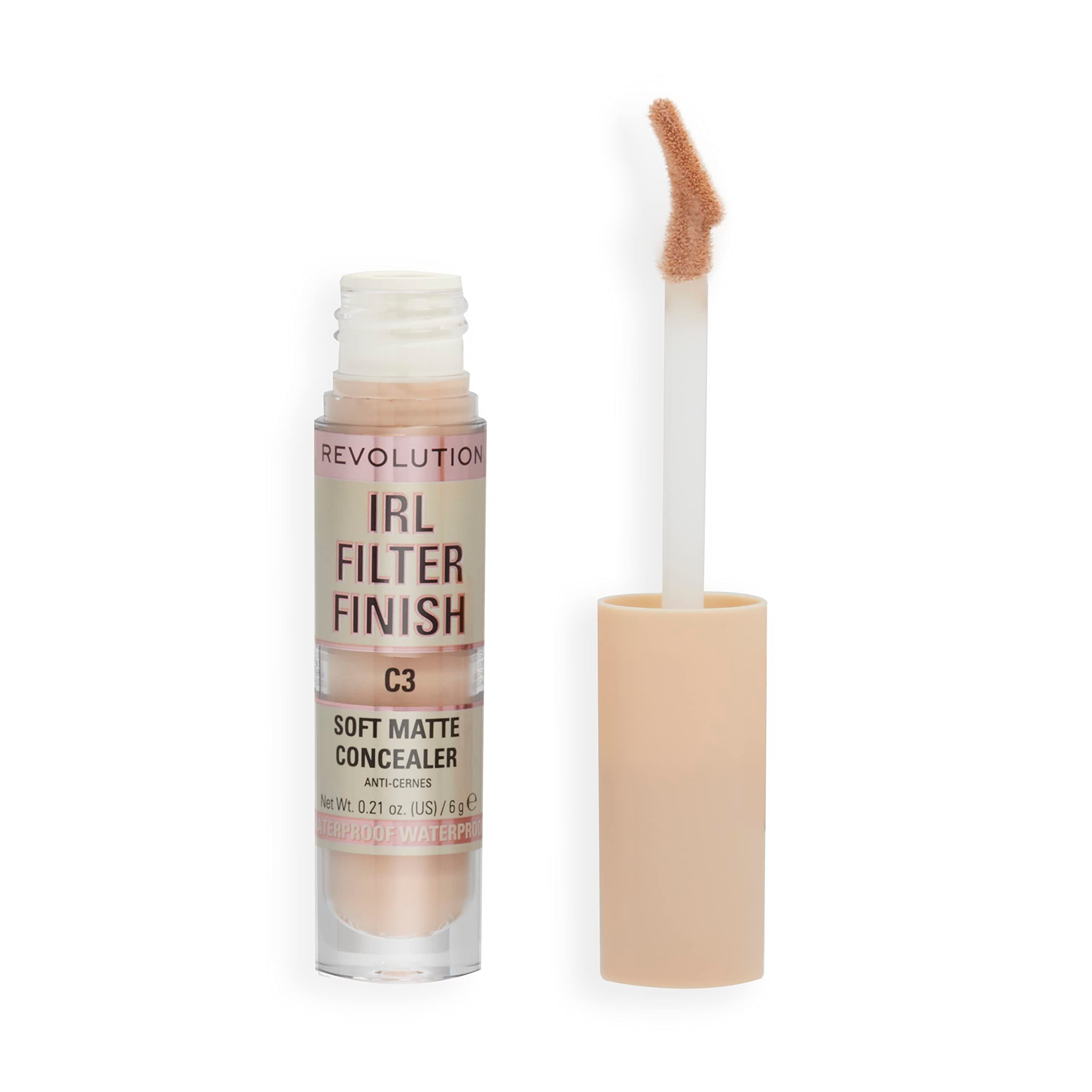 Makeup Revolution- IRL Filter Finish Concealer- C3 | Full coverage | Breathable and lightweight |Blends effortlessly | Soft matte finish |Crease proof, sweat proof, waterproof | 6gm