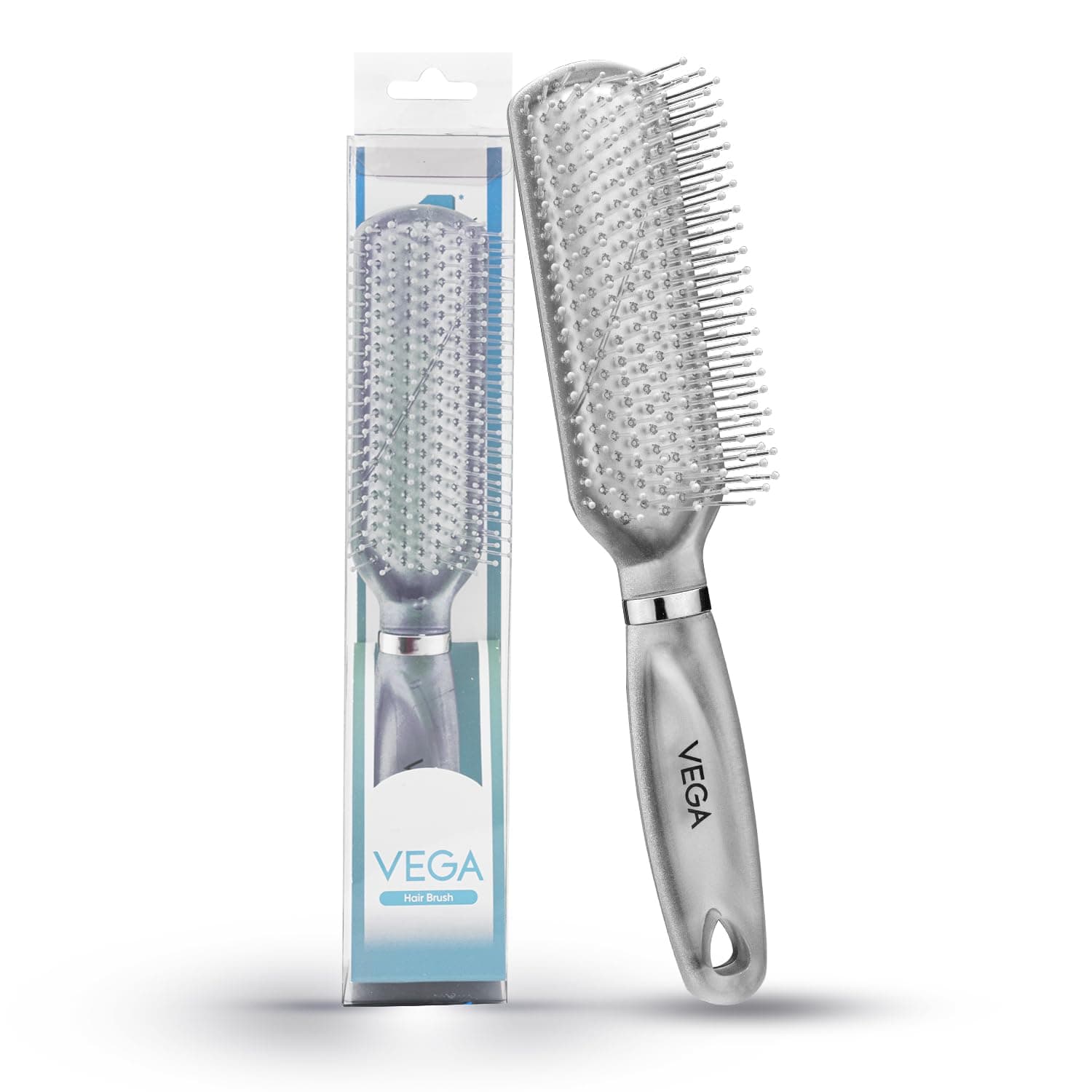 Vega Flat Hair Brush for Women & Men, Detangling Tool for Smooth, Frizz-Free Finish, Reduces Breakage, Scalp Massage for Daily Styling & Grooming (India's No.1 Hair Brush Brand, R8-FBS)