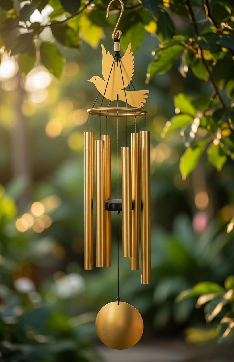 Paradigm Pictures Golden Bird Metal Wind Chime for Home & Balcony | Feng Shui Wind Chimes for Positive Energy | Big Wind Chime with Natural Melodious Sound for Home Décor