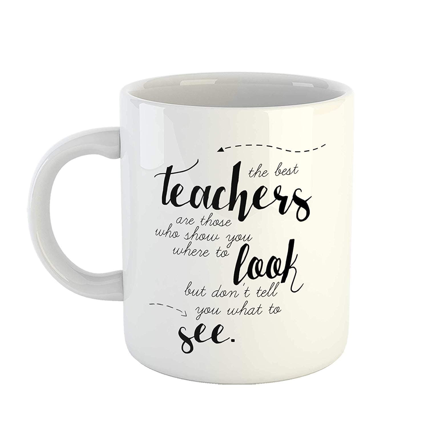 SCPmarts Create Your Desire The Best Teachers are Those who Show You Where to Look, but Don't Tell You What to See Best Teacher Quotes Printed Ceramic Coffee Mug, 11 oz, White