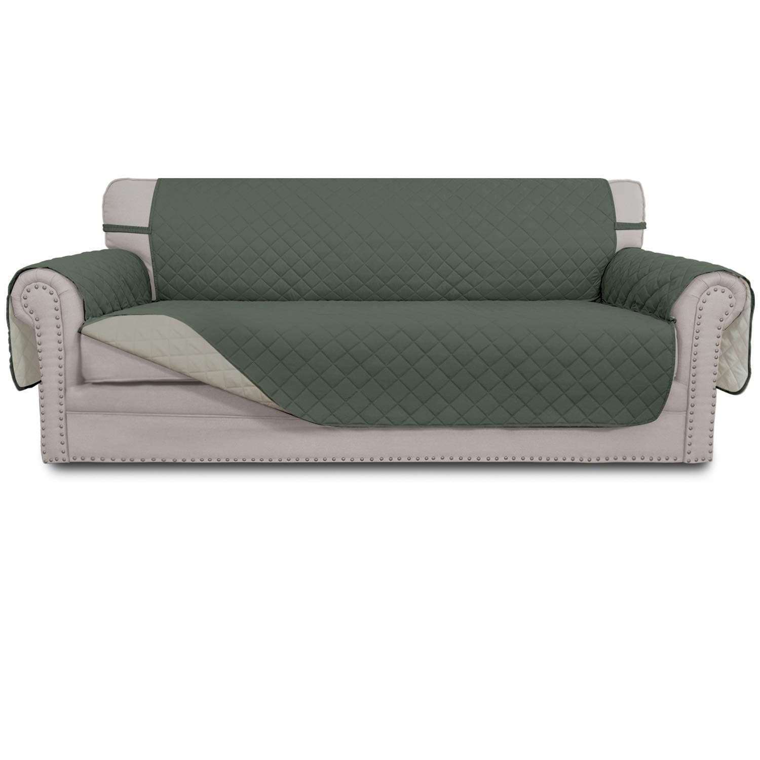 Easy-Going Sofa Slipcover Reversible Sofa Cover Furniture Protector Couch Shield Water Resistant Elastic Straps PetsÃ‚ KidsÃ‚ ChildrenÃ‚ DogÃ‚ CatÃ‚ (Sofa,Ã‚ Greyish Green/Beige)
