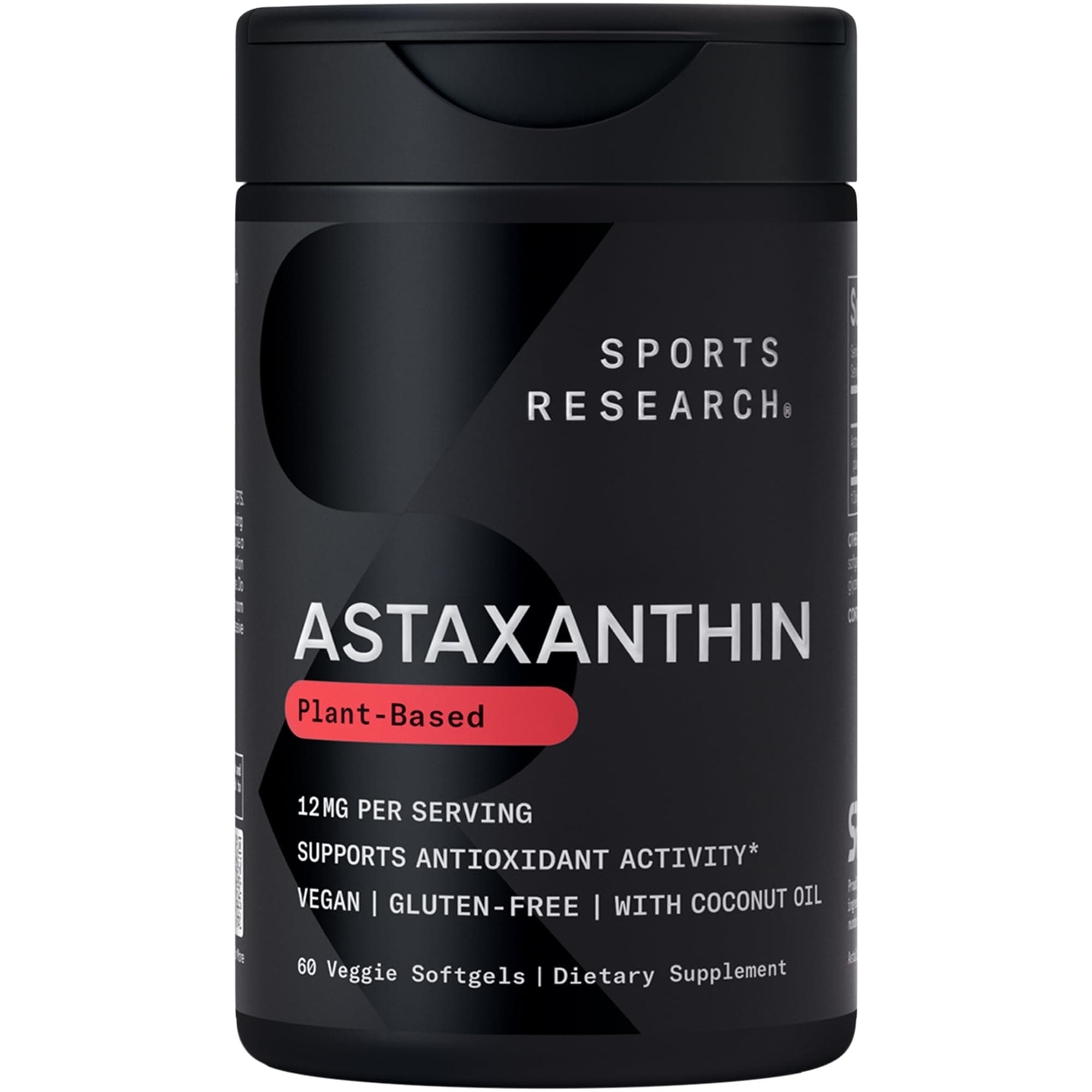 Sports Research Astaxanthin (Highest Potency) 12Mg Per Veggie Softgel With Organic Coconut Oil For Better Absorption; 1 Capsule A Day Formula; 60 Mini Veggie Softgels