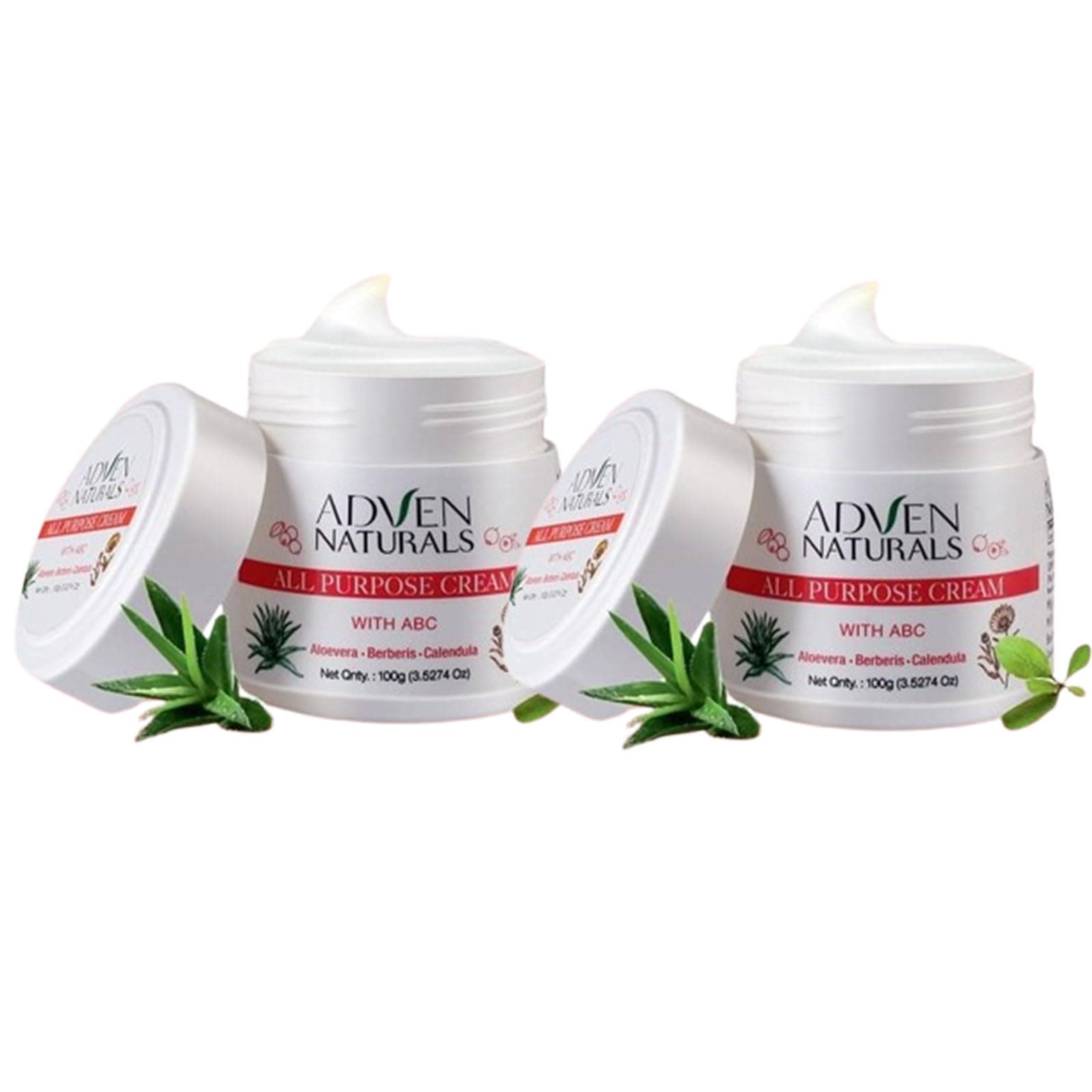 Adven Naturals All Purpose Face Cream | Daily Moisturizer for All Skin Types | Hydrating, Anti-Septic & Anti-Fungal | Aloe Vera, Calendula, Berberis | Non-Greasy | Unisex | 2x100gm