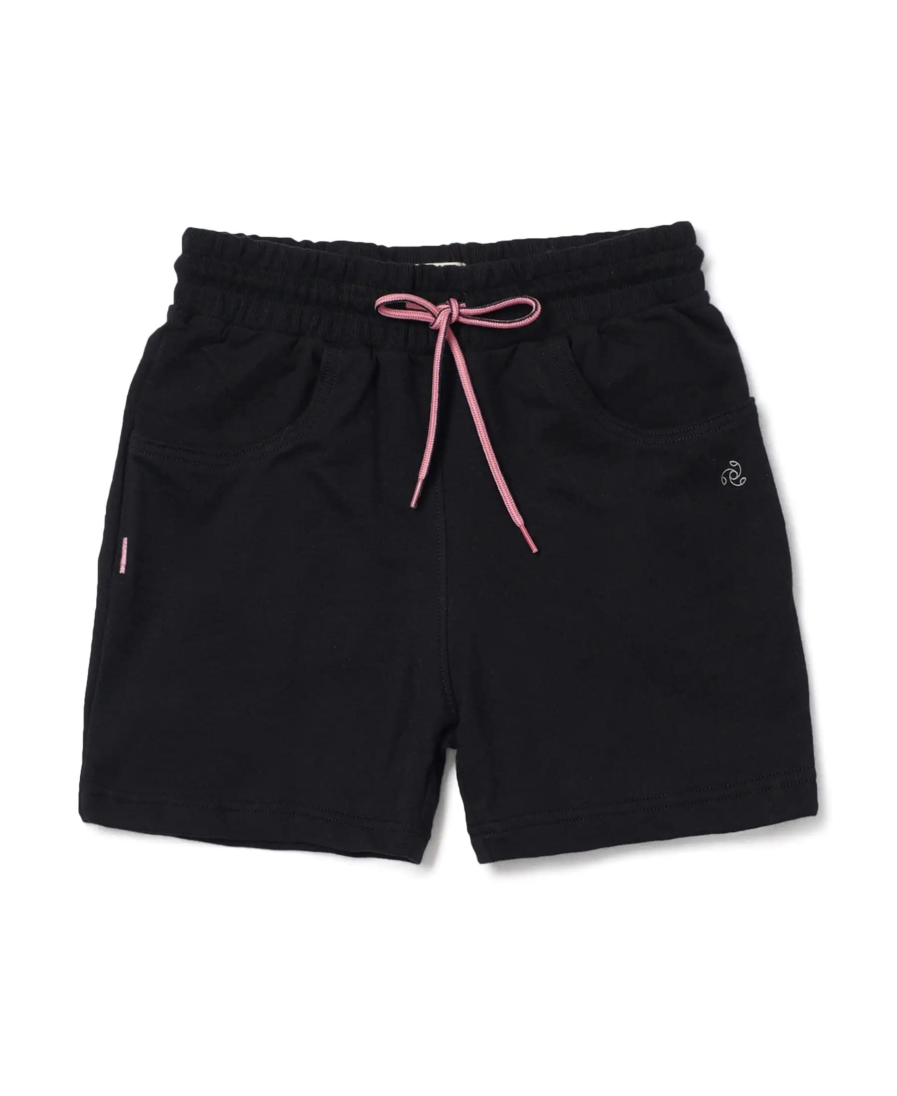 Jockey Girls Super Combed Cotton French Terry Regular Fit Shorts with Front Pockets & Drawstring Closure_Style_AG04_Black_5-6 Yrs