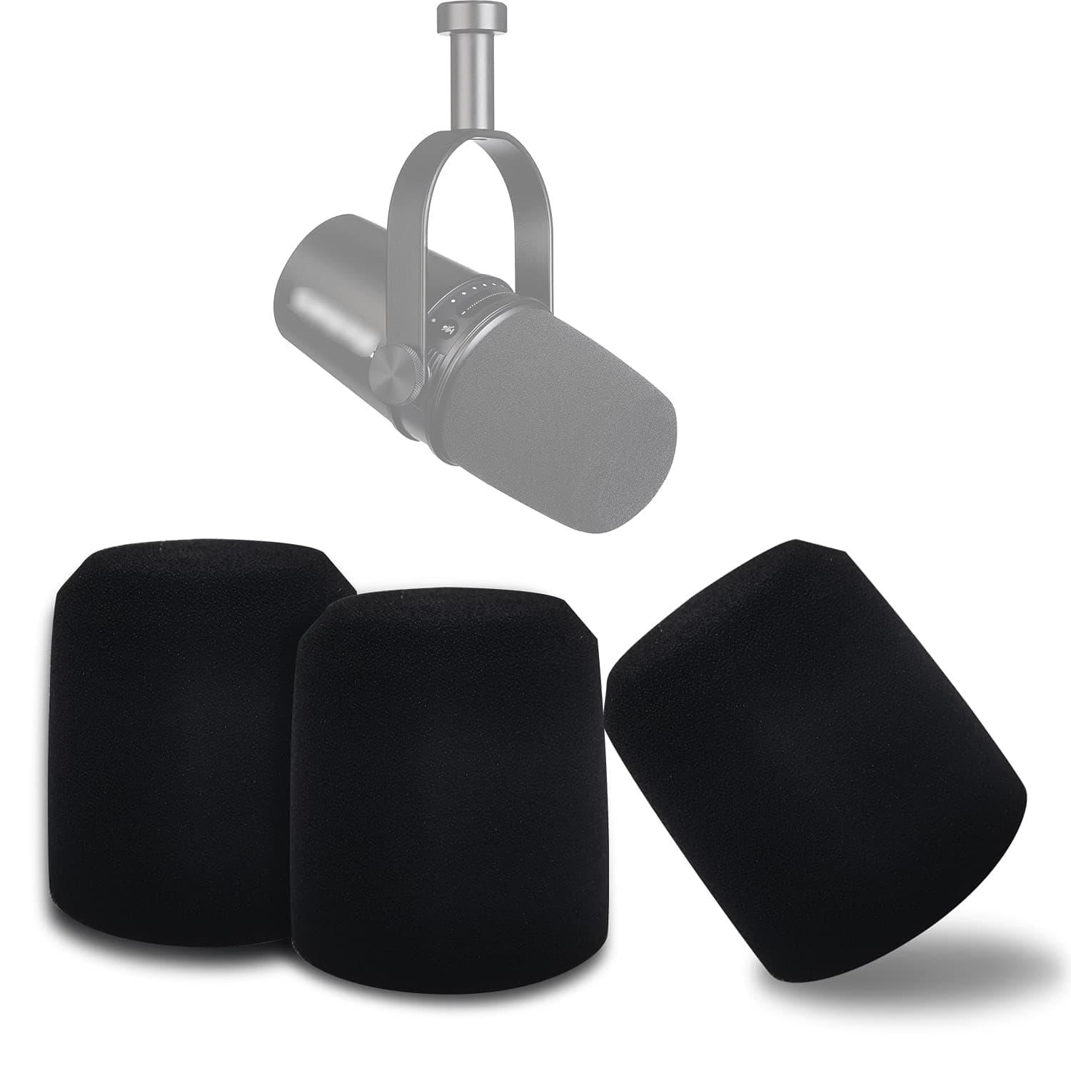 Boseen Microphone Foam Windscreen for Shure MV7, Mic Cover Microphone Windscreen for MV7 Professional Mic Foam for Recording, 3PCS