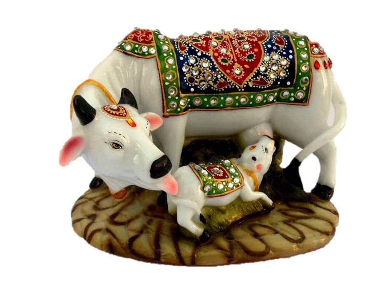 Angora Creations Stone Cow and Calf Showpiece, Standard, Multicolour(Pack of 1)