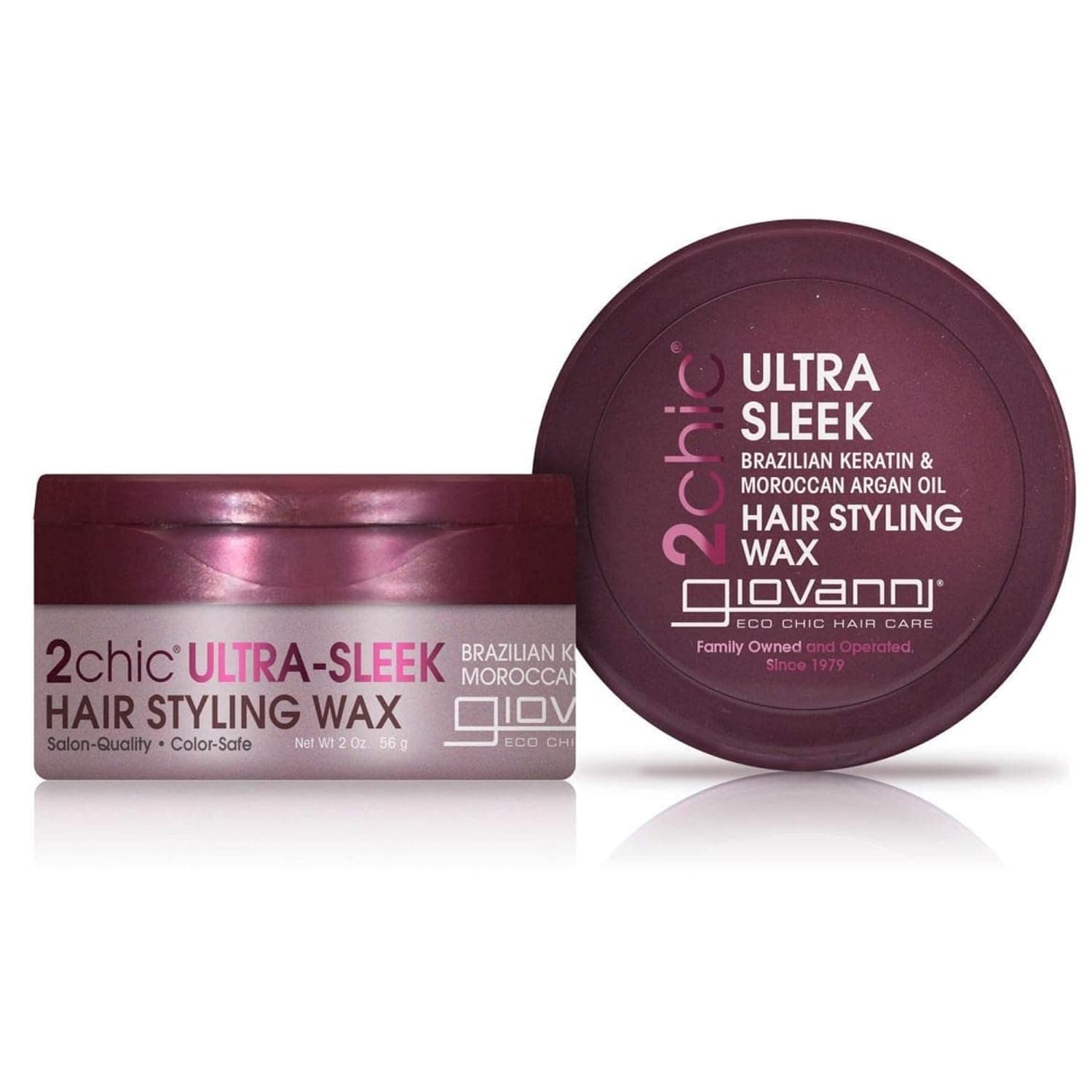 Giovanni Organic 2Chic Brazilian Keratin & Argan Oil Hair Styling Wax with No Parabens, No Sulphates, No Mineral Oil, No Colours, No PEG, USDA Certified Organic 57g