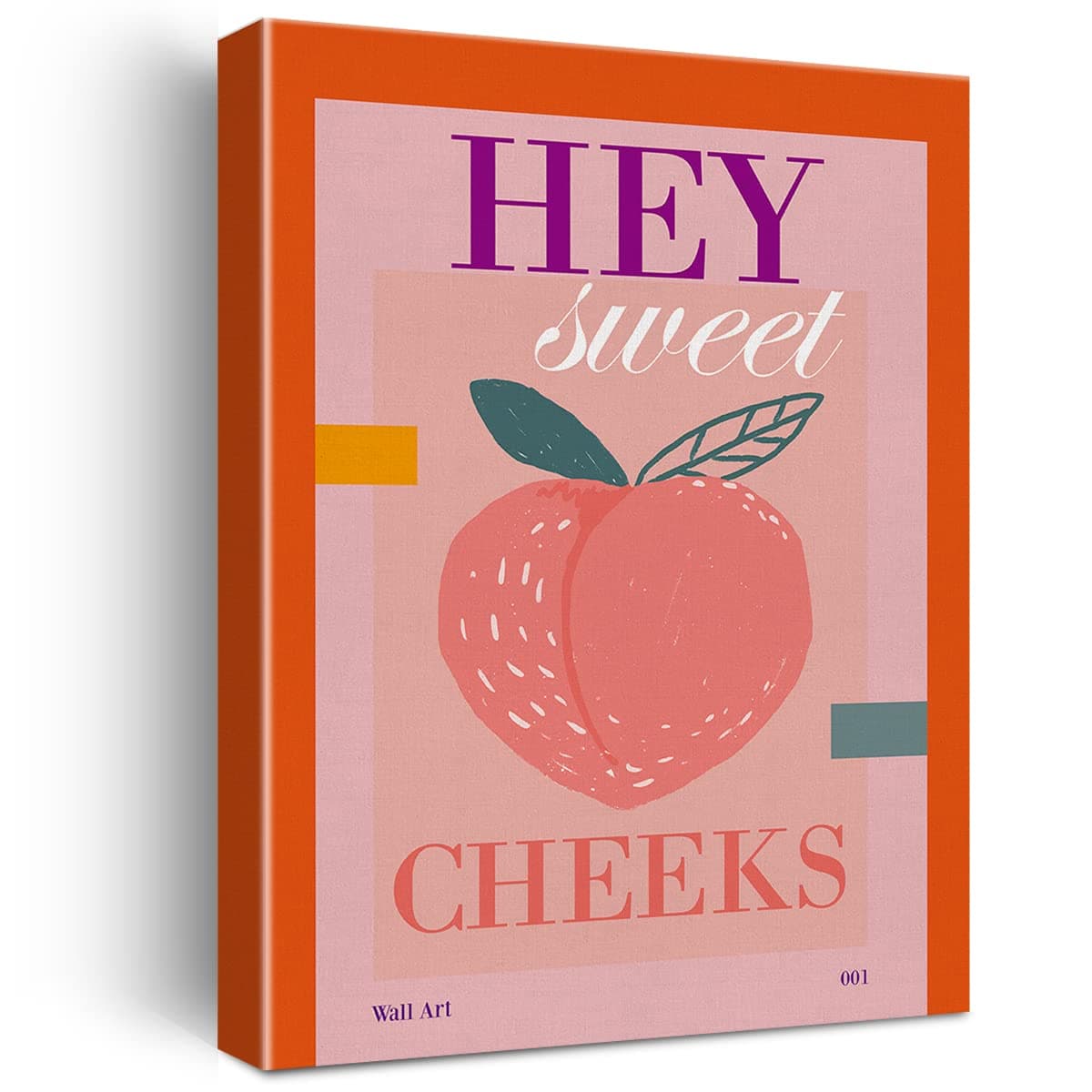 Funny Bathroom Print Canvas Wall Art Home Decor Farmhouse Bathroom Peach Art Hey Sweet Cheeks Painting 12x15 Canvas Poster Framed Ready to Hang