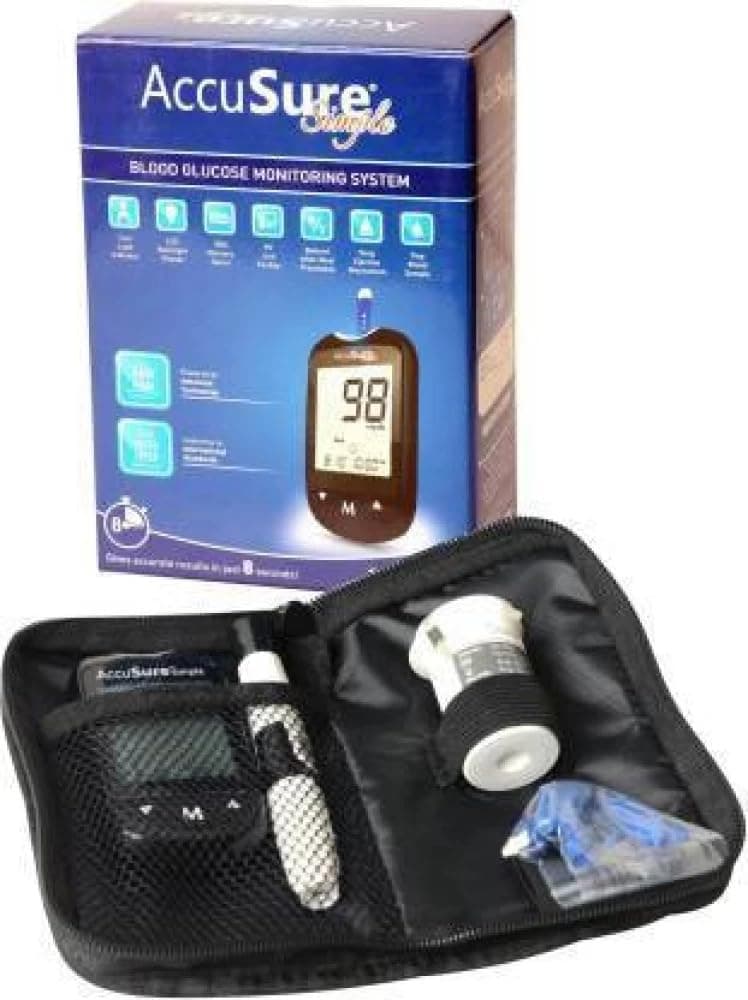 AccuSure Instant Digital Simple Glucometer Kit |with 50 Strips,10 Lancet,1 Lancing device for Accurate Blood Glucose Sugar Testing Machine