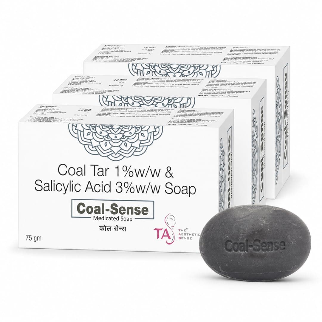 The Aesthetic Sense Coal Sense Soap – With Coal Tar & Salicylic Acid (75 gm, Pack of 3)